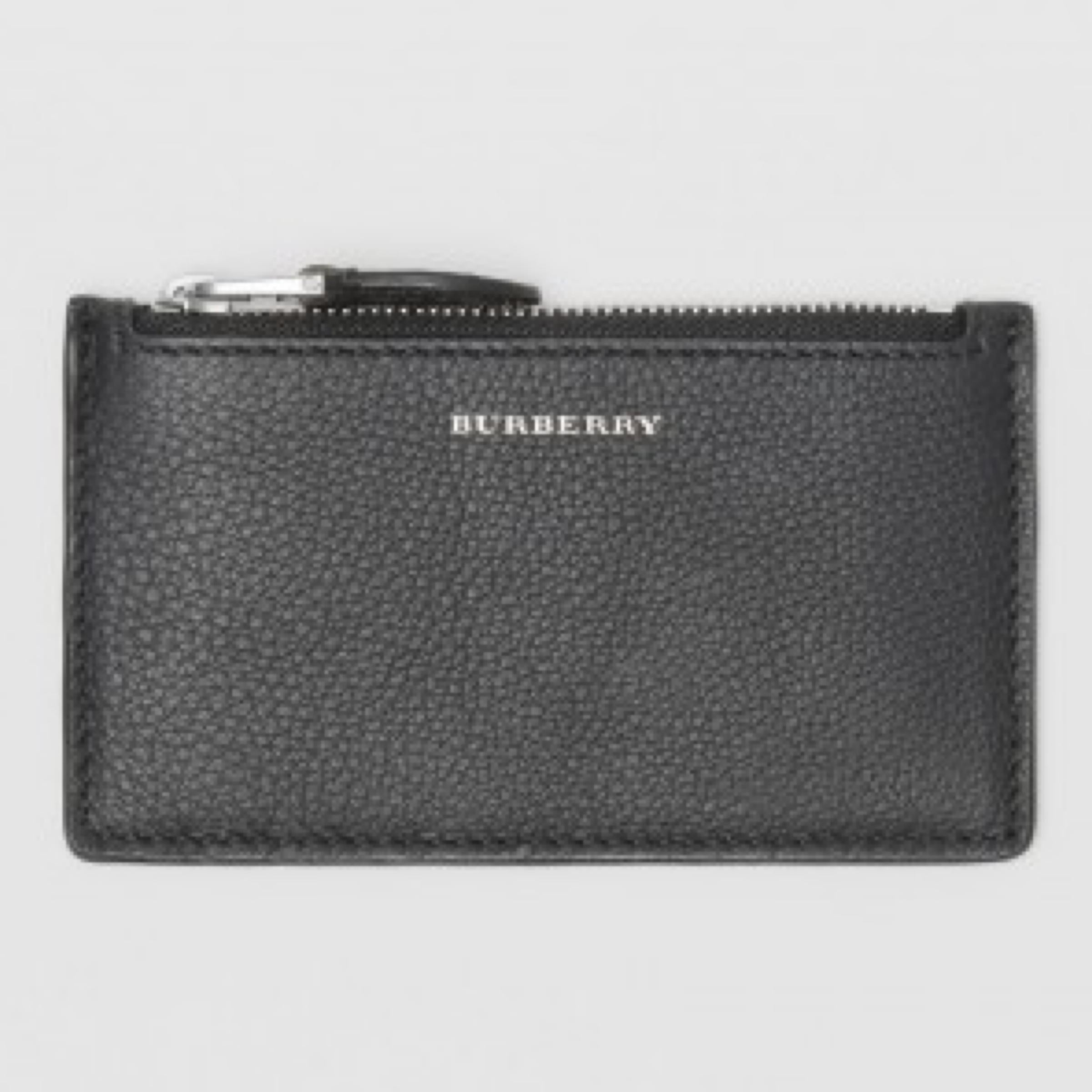 NEW Burberry Black Two-tone Zip Leather Card Holder Wallet Clutch For Sale 1