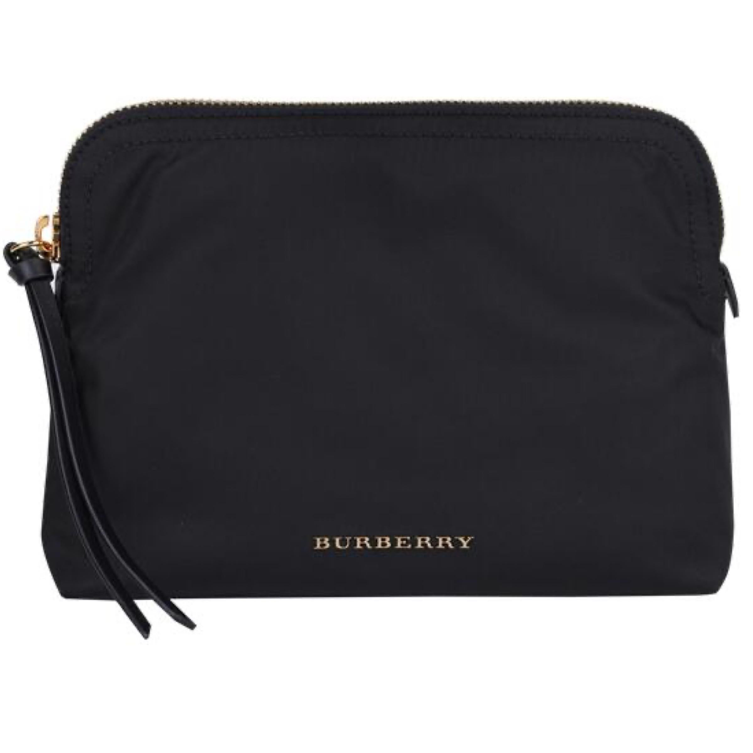 NEW Burberry Black Zip-top Nylon Clutch Pouch Cosmetic Bag For Sale at  1stDibs