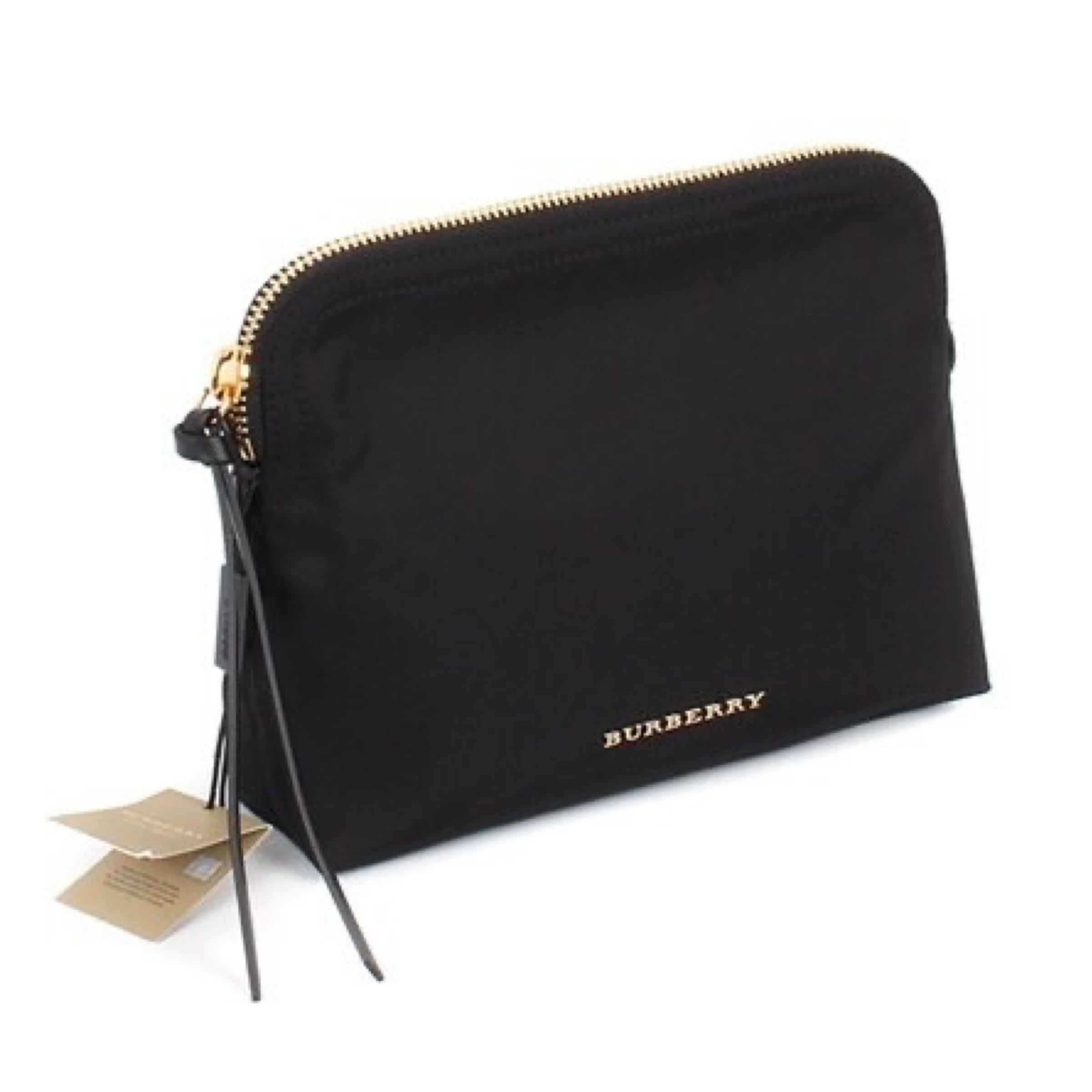 NEW Burberry Black Zip-top Nylon Clutch Pouch Cosmetic Bag For Sale at  1stDibs