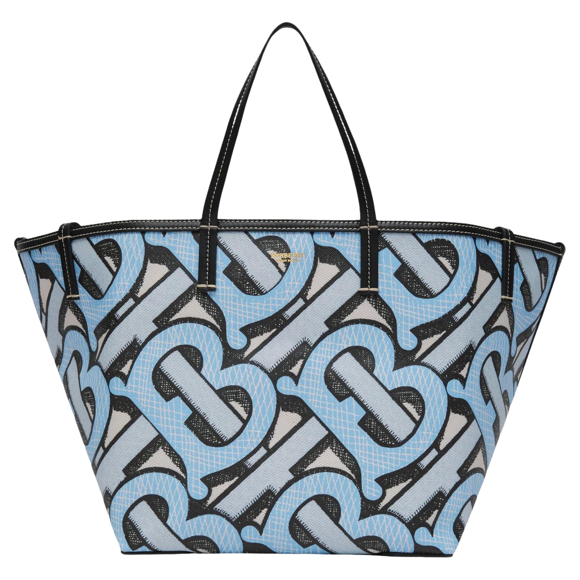 Modern Monogram Personalized Canvas Beach Tote Bag