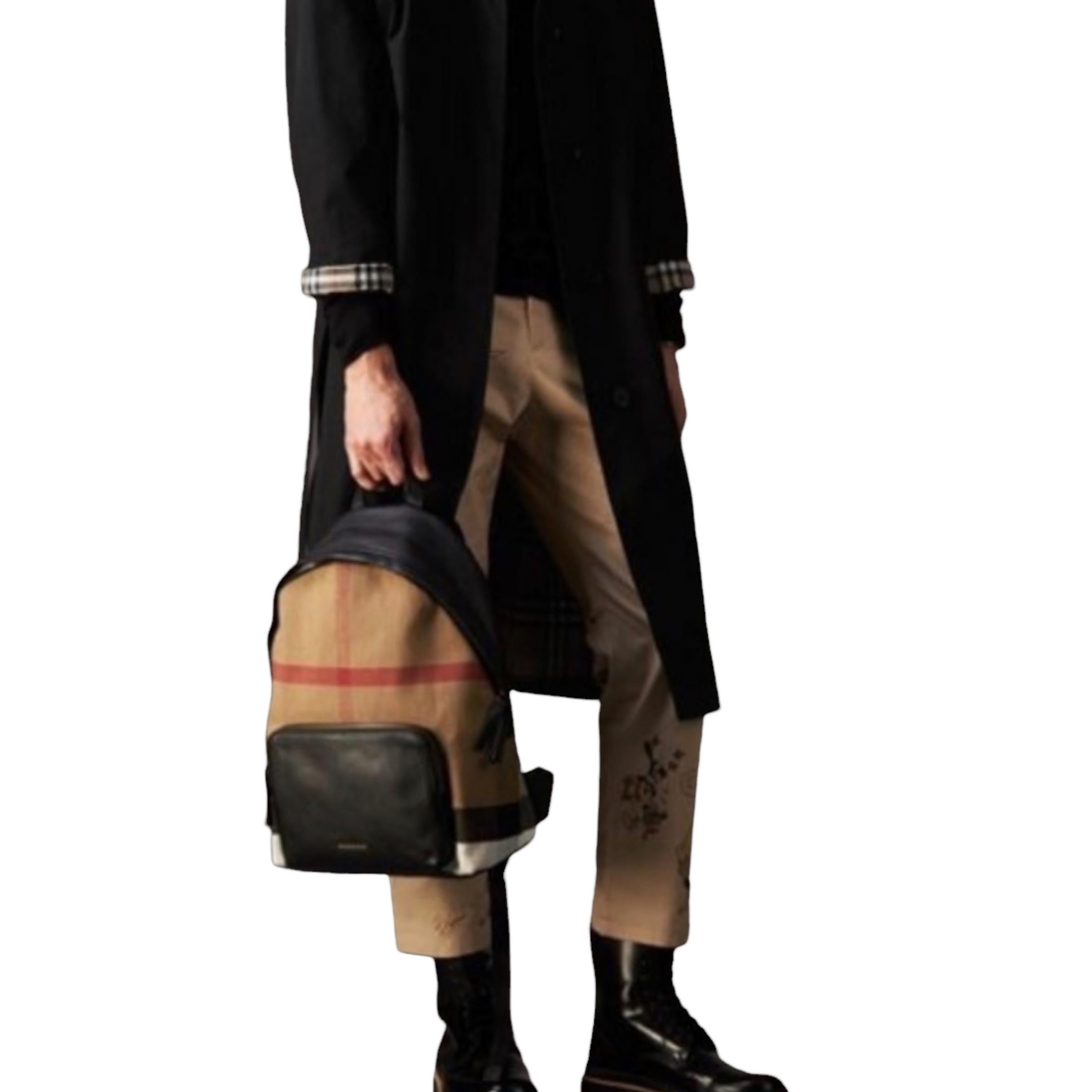 NEW Burberry Brown Abbeydale Check Canvas Backpack Rucksack Bag For Sale 10