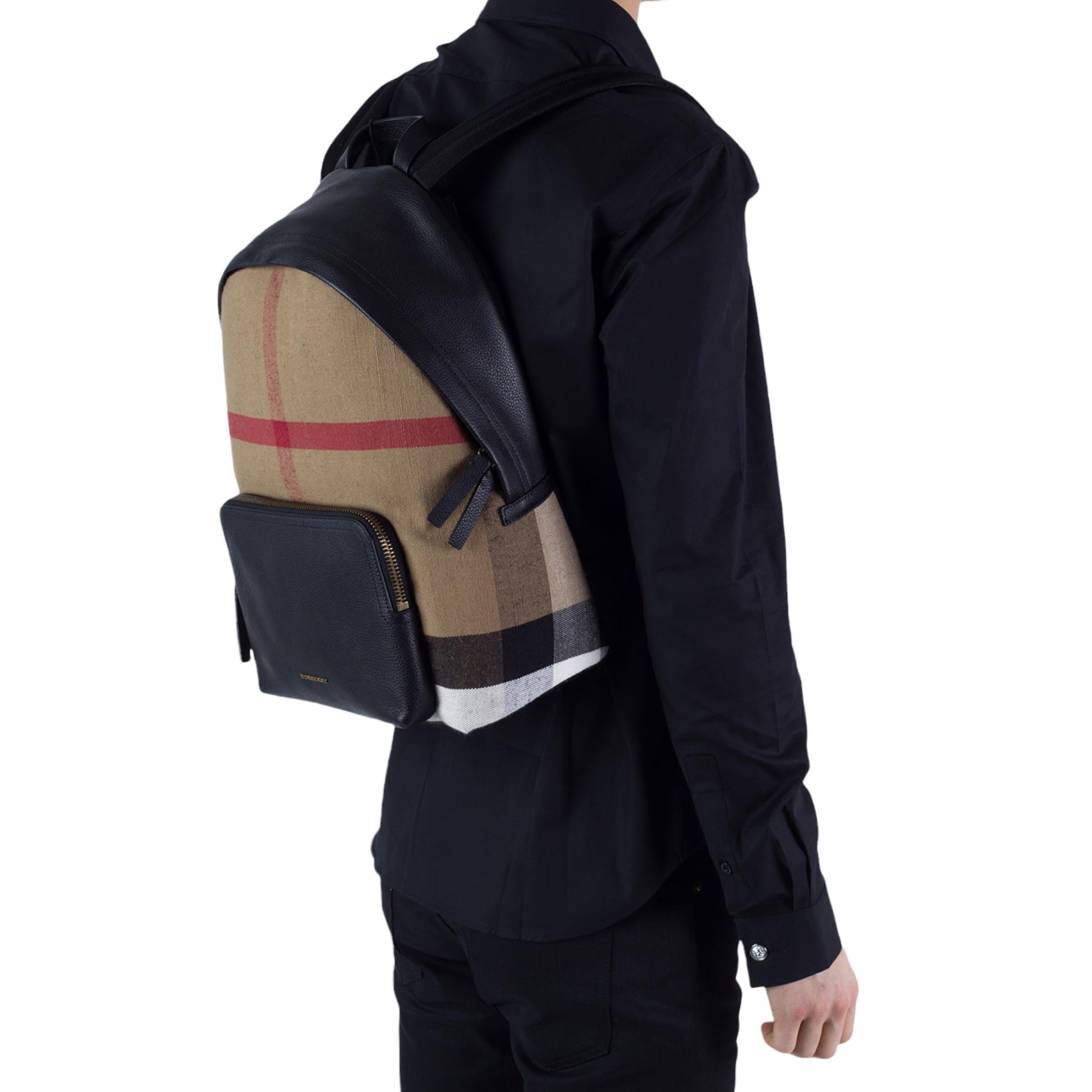 NEW Burberry Brown Abbeydale Check Canvas Backpack Rucksack Bag For Sale 12