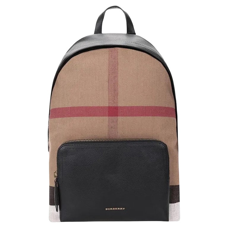 NEW Burberry Brown Abbeydale Check Canvas Backpack Rucksack Bag For