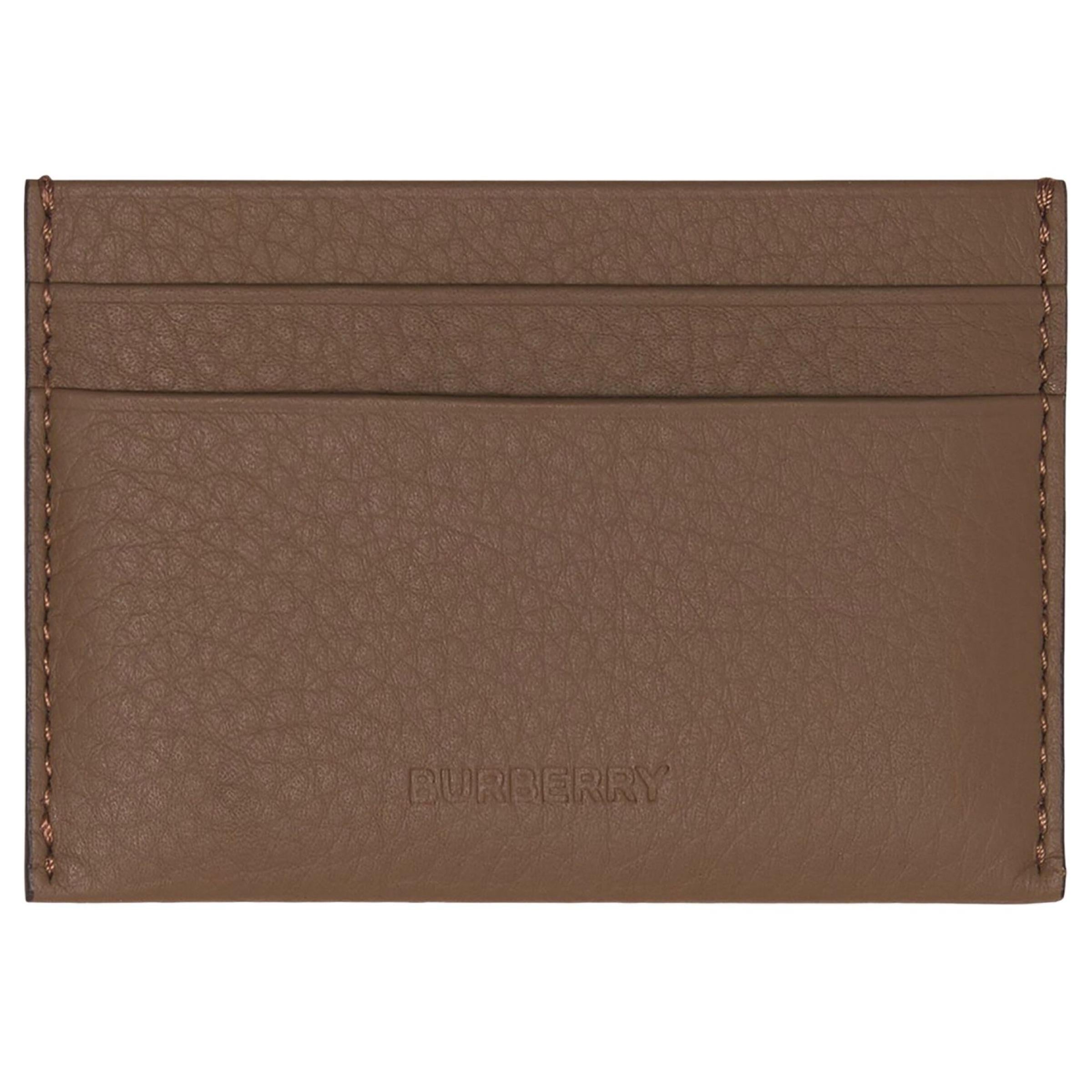 NEW Burberry Brown Embossed Logo Leather Card Holder Wallet For Sale at  1stDibs