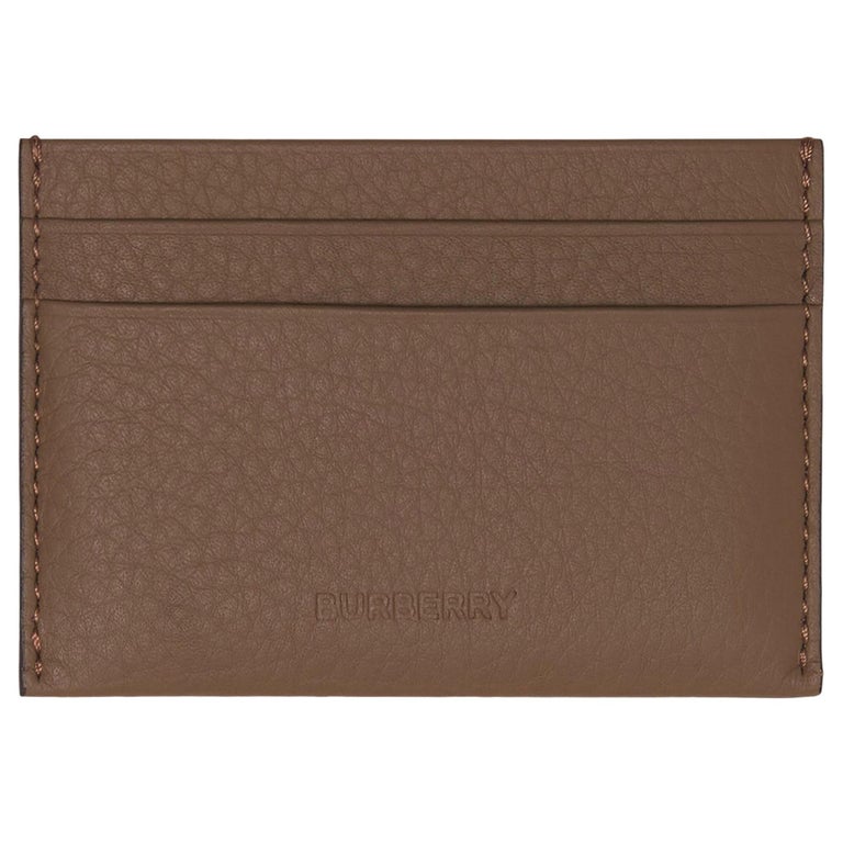 NEW Burberry Brown Embossed Logo Leather Card Holder Wallet For Sale at  1stDibs