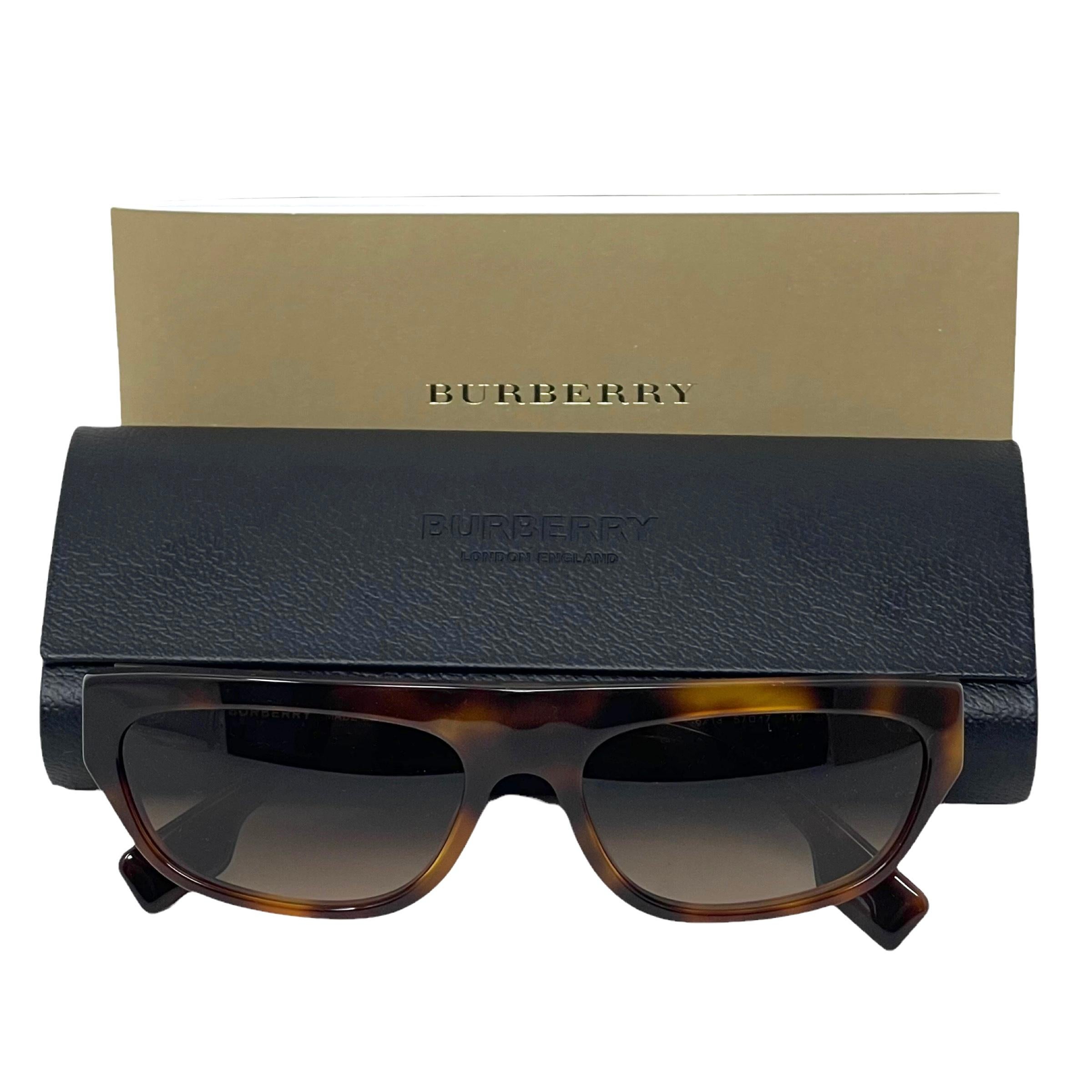 NEW Burberry Brown Havana Frame Brown Lens Rectangular Sunglasses For Sale 8