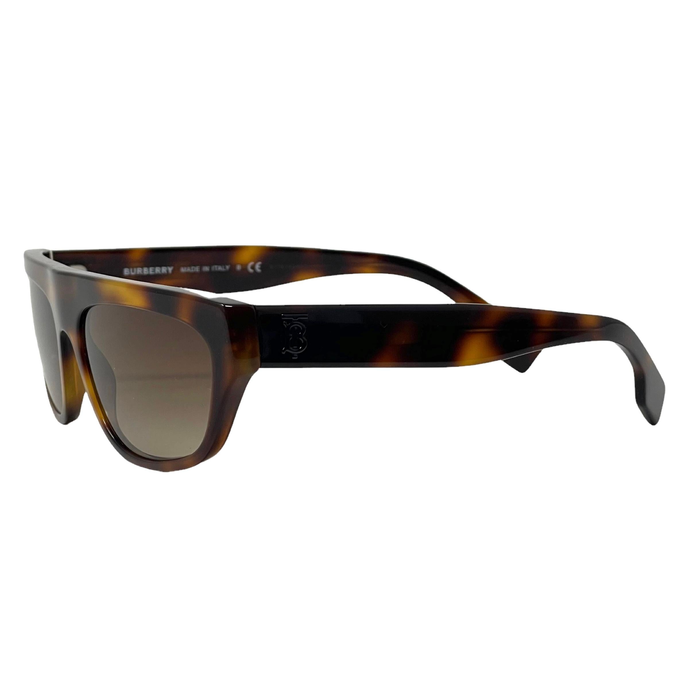 NEW Burberry Brown Havana Frame Brown Lens Rectangular Sunglasses For Sale 1