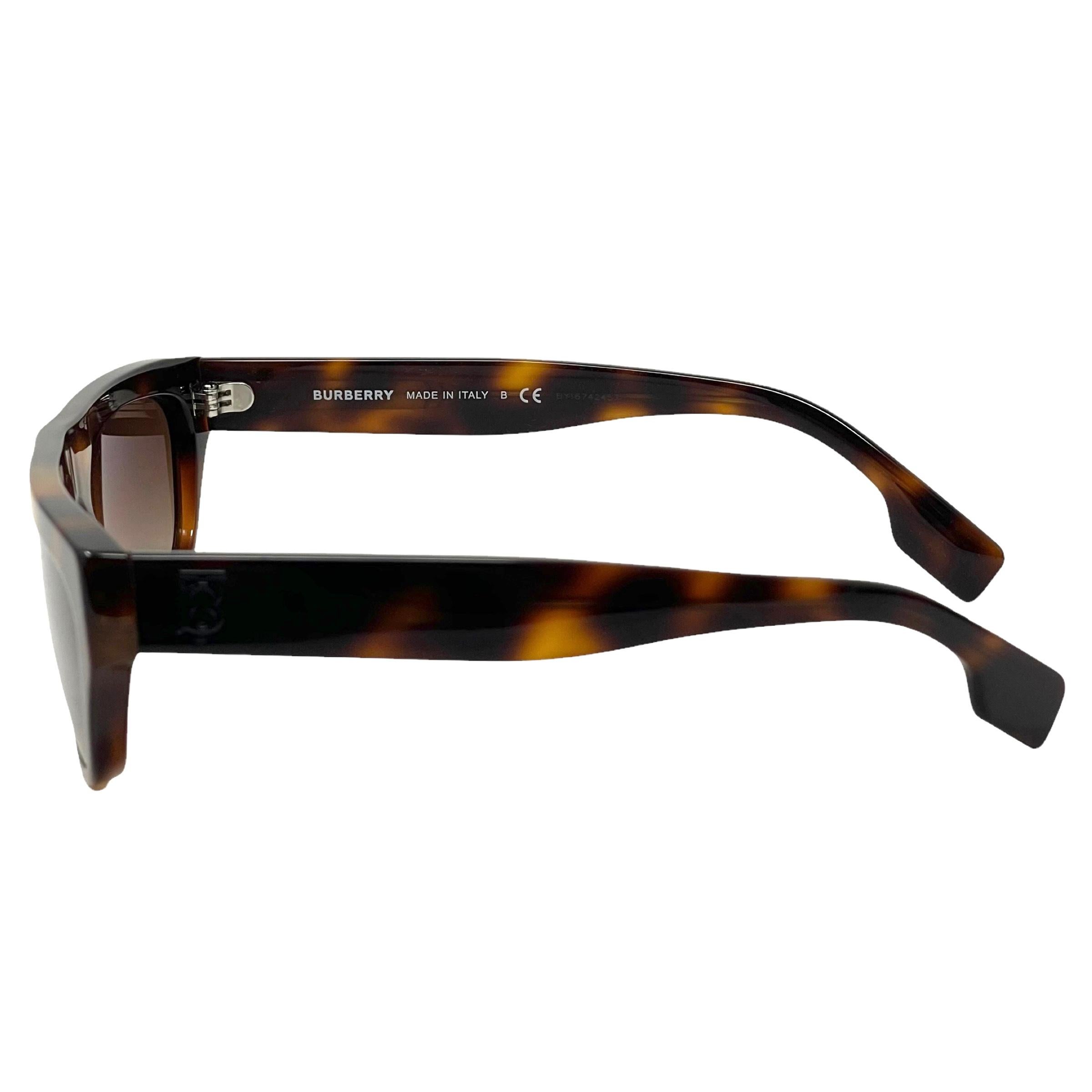 NEW Burberry Brown Havana Frame Brown Lens Rectangular Sunglasses For Sale 2