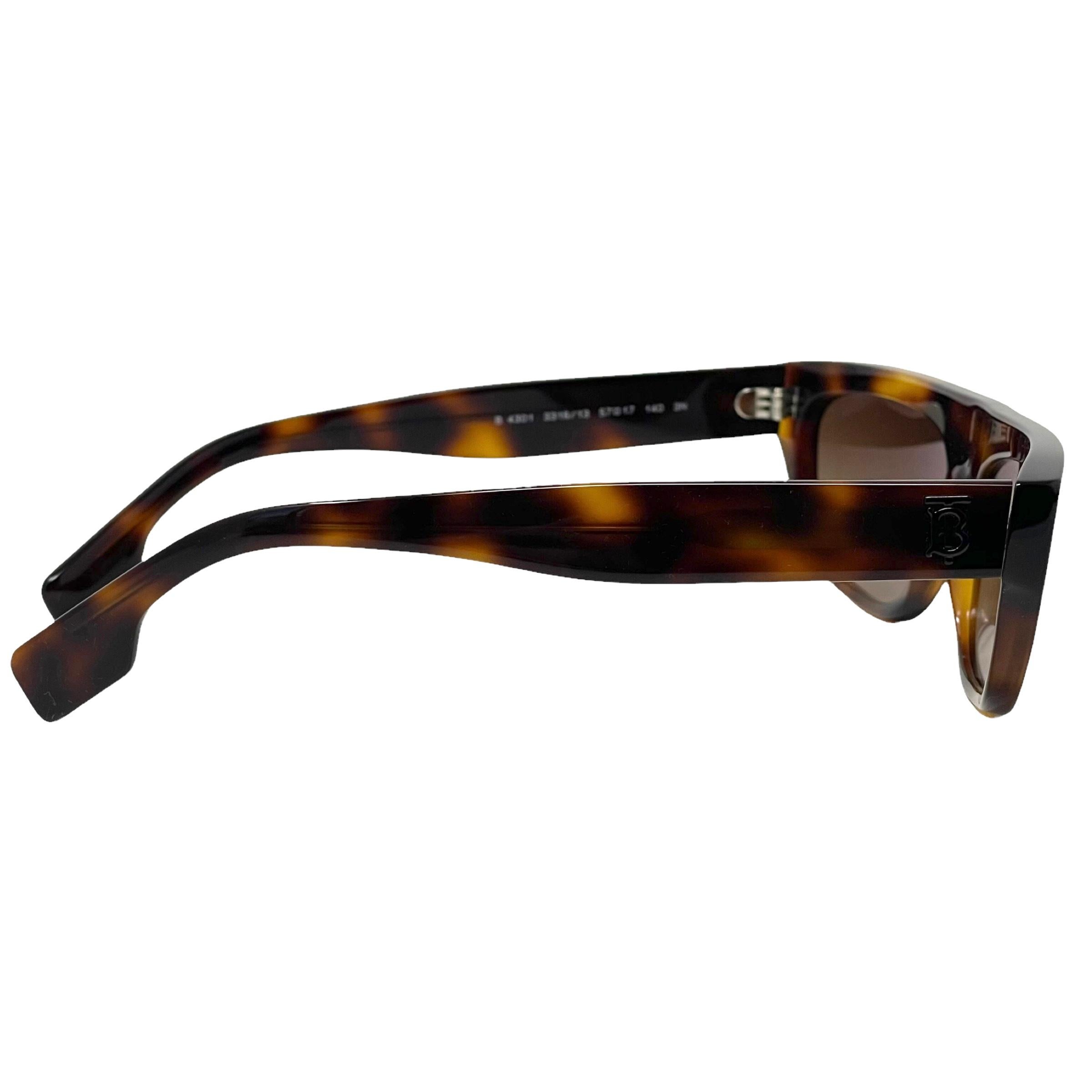 NEW Burberry Brown Havana Frame Brown Lens Rectangular Sunglasses For Sale 3