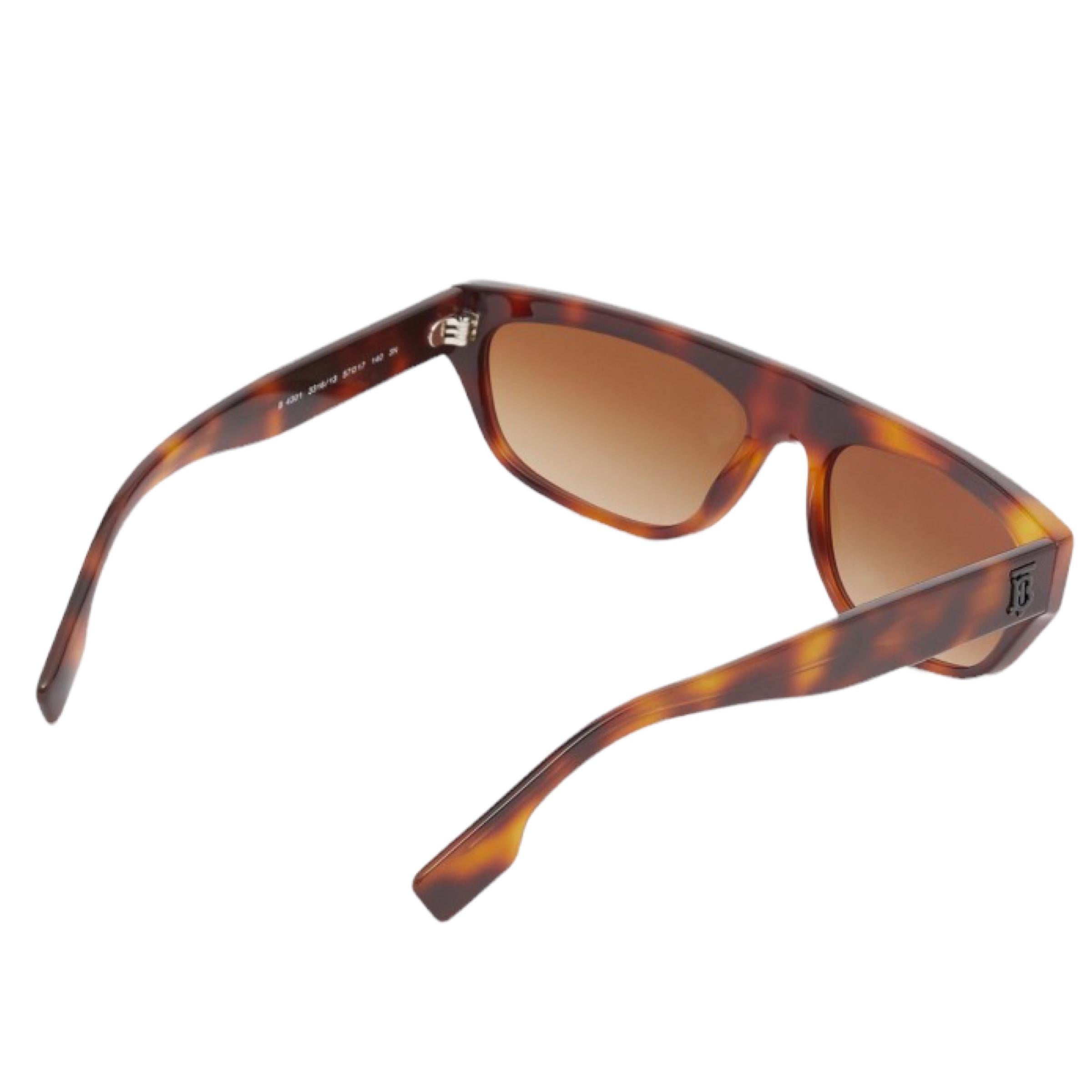 NEW Burberry Brown Havana Frame Brown Lens Rectangular Sunglasses For Sale 4