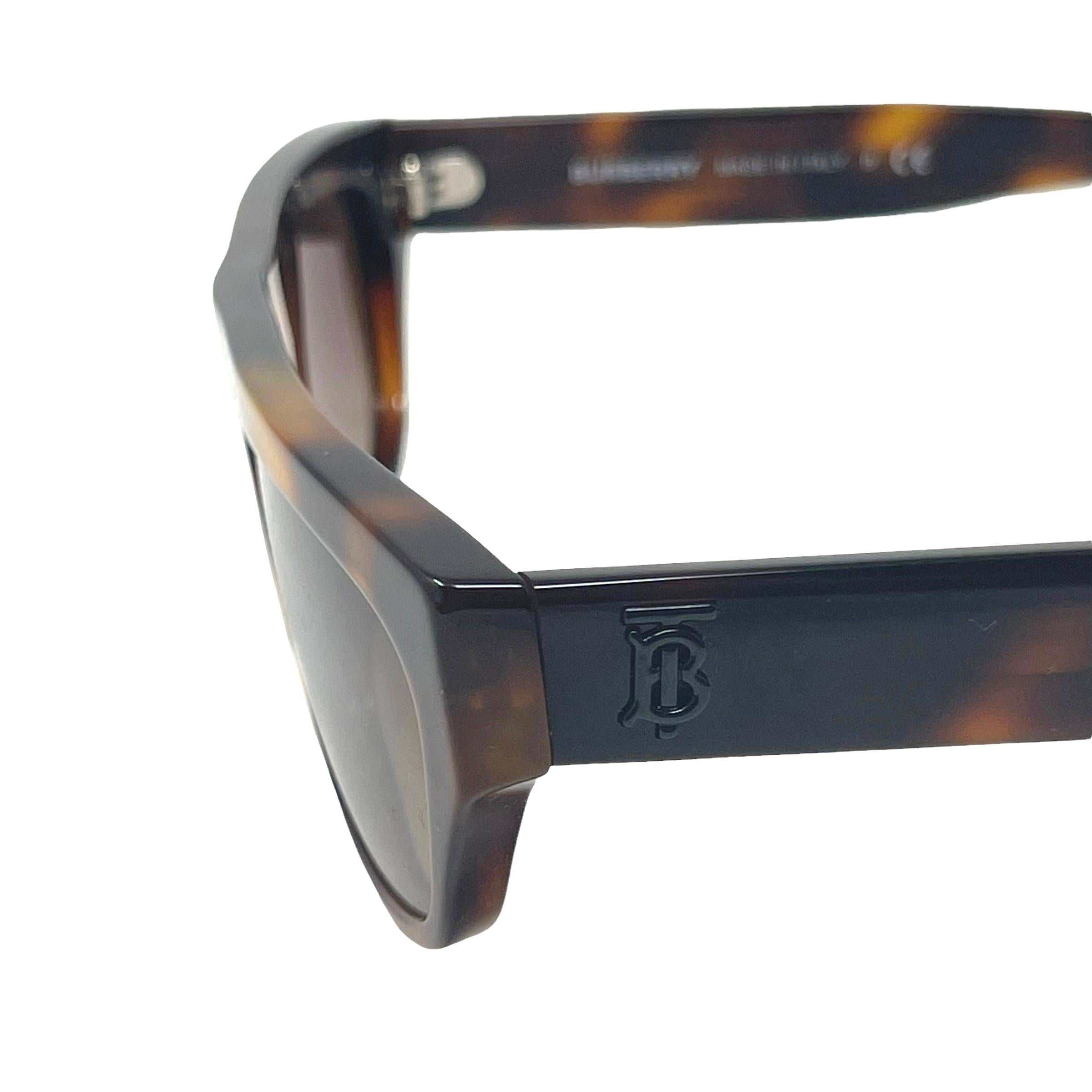 NEW Burberry Brown Havana Frame Brown Lens Rectangular Sunglasses For Sale 5