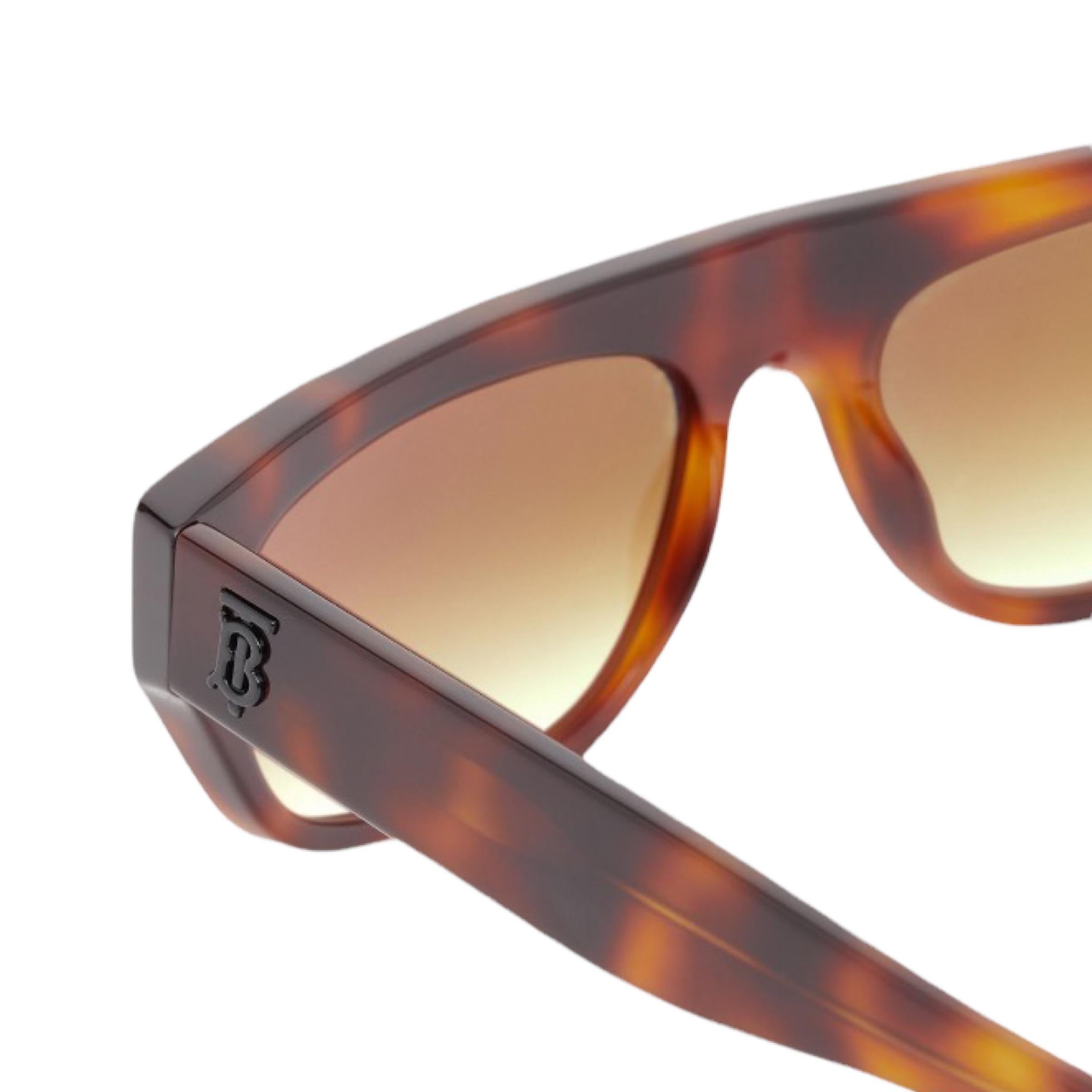 NEW Burberry Brown Havana Frame Brown Lens Rectangular Sunglasses For Sale 6