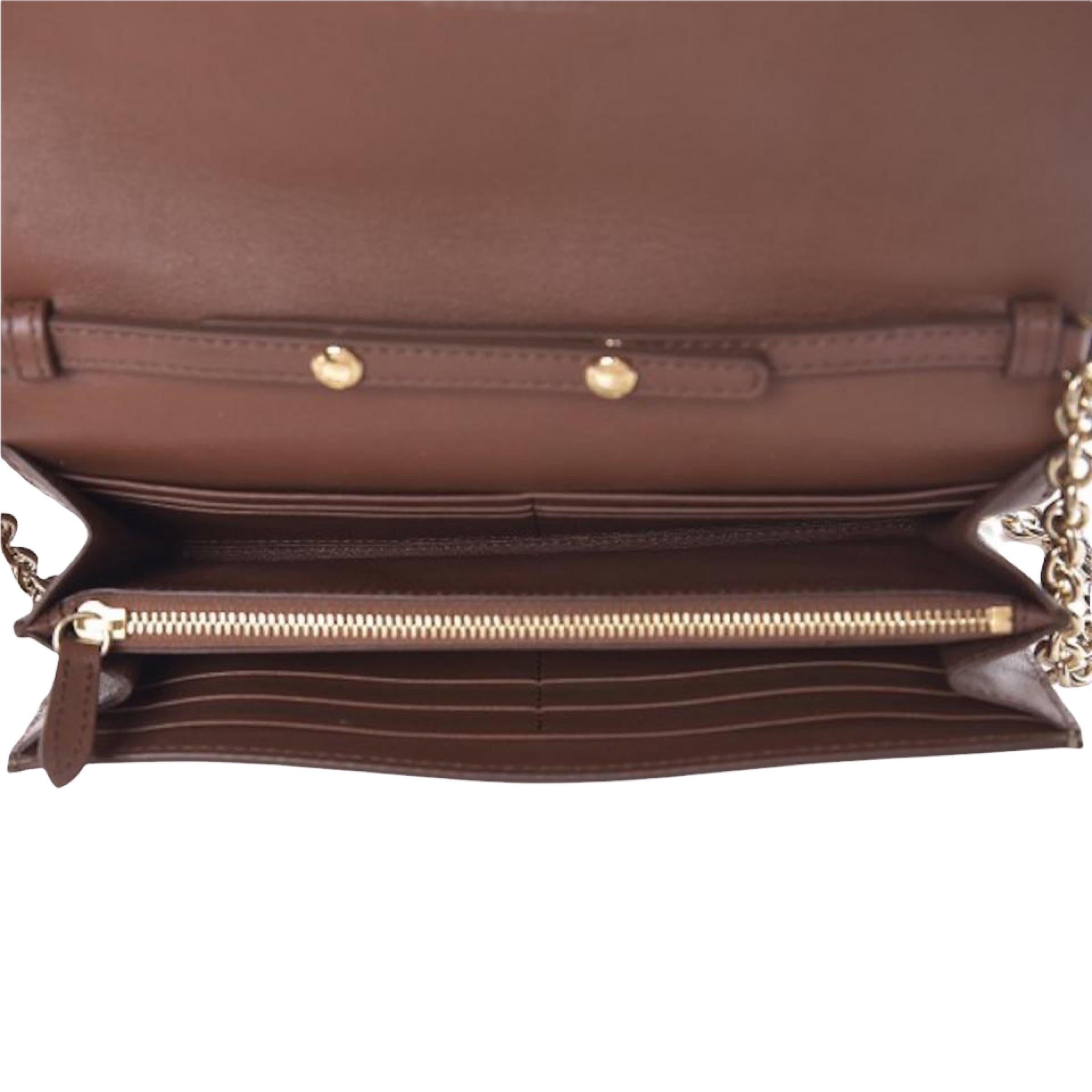 NEW Burberry Brown Henley House Check Leather Clutch Crossbody Bag For Sale 2