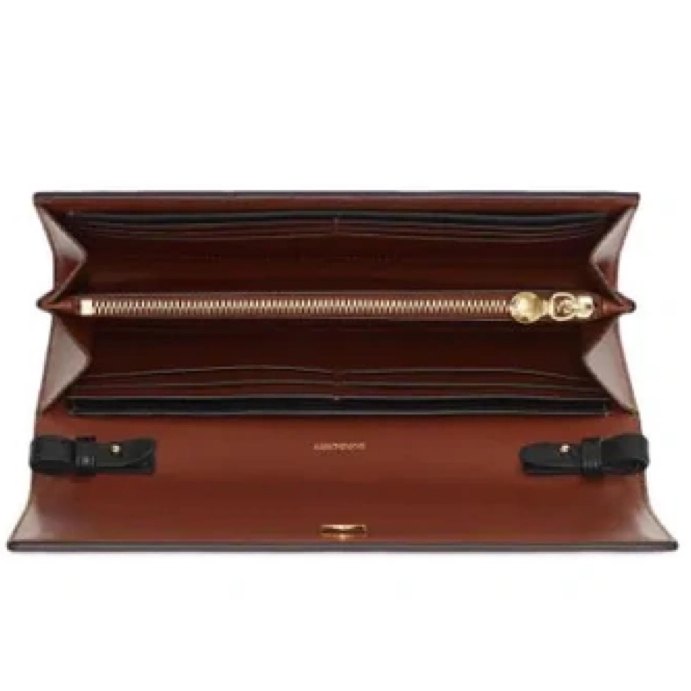 NEW Burberry Brown Monogram Stripe Canvas Clutch Crossbody Bag For Sale 8