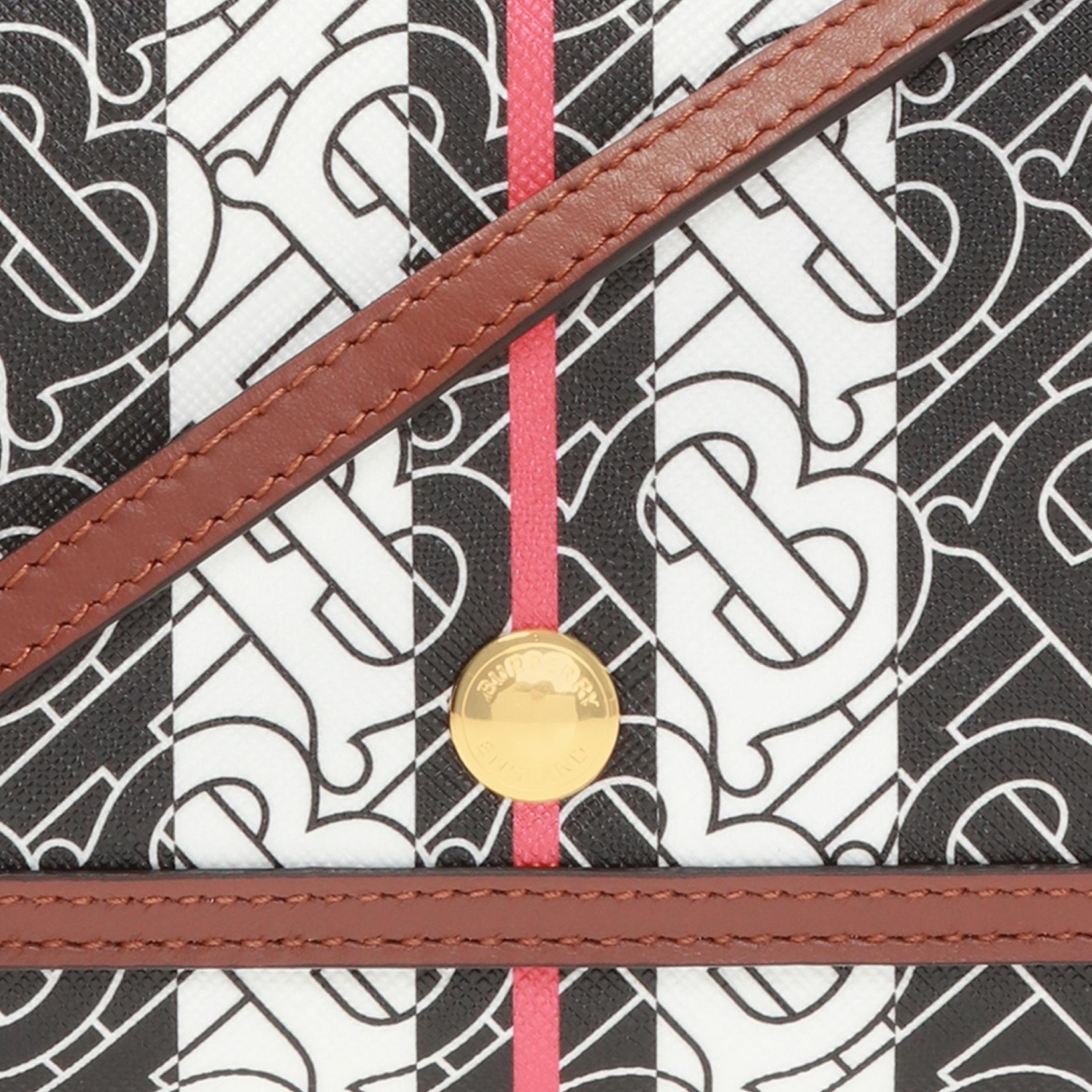 NEW Burberry Brown Monogram Stripe Canvas Clutch Crossbody Bag For Sale 12