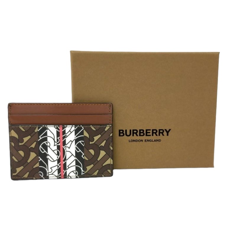 NEW Burberry Brown Monogram Stripe Leather Card Holder Wallet For Sale at  1stDibs