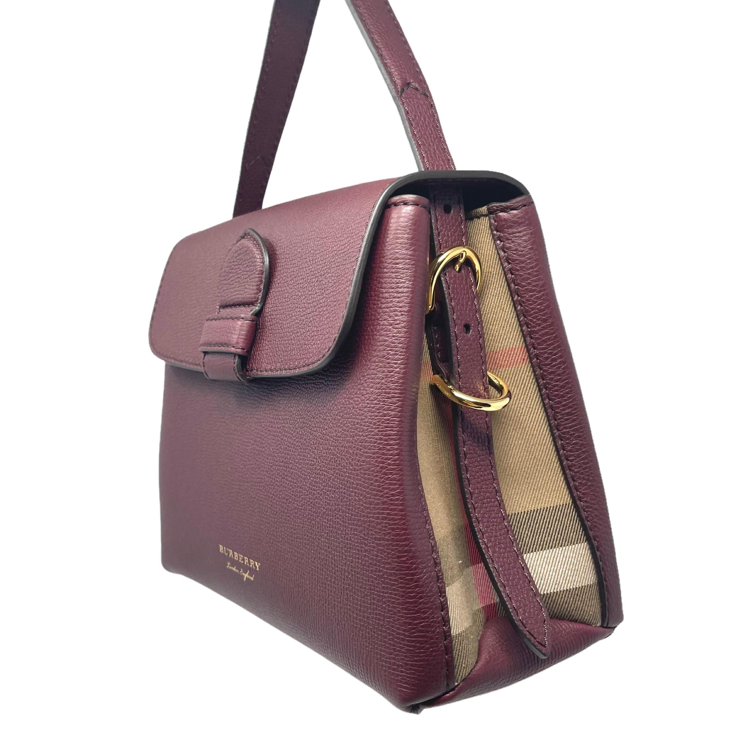 NEW Burberry Burgundy Small Camberley House Check Leather Crossbody Bag 3
