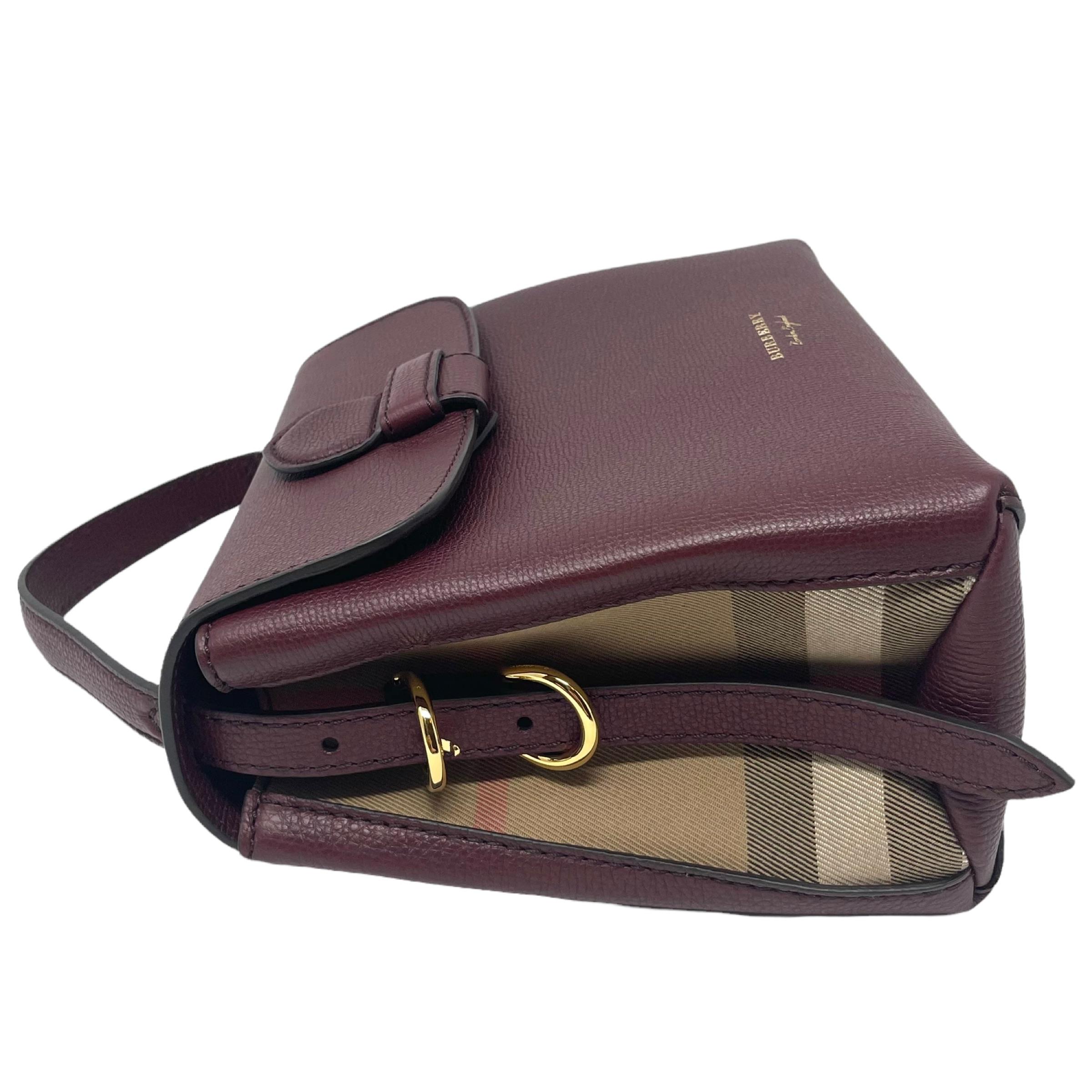 Women's NEW Burberry Burgundy Small Camberley House Check Leather Crossbody Bag
