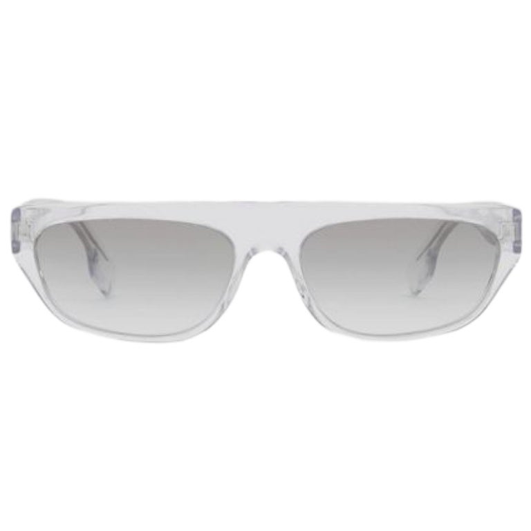 NEW Burberry Clear Frame Grey Lens Rectangular Sunglasses For Sale at  1stDibs