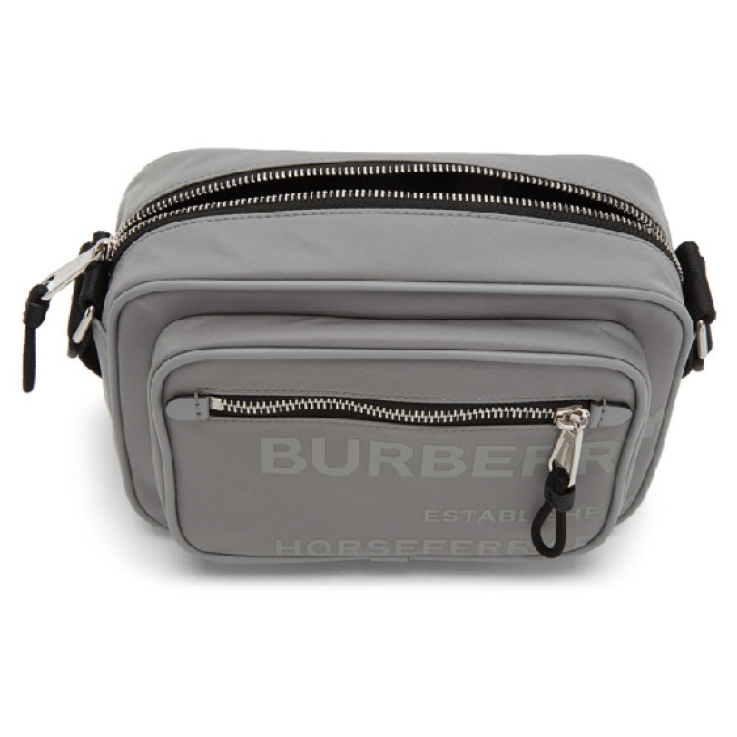 NEW Burberry Gray Horseferry Print Econyl Crossbody Bag 3