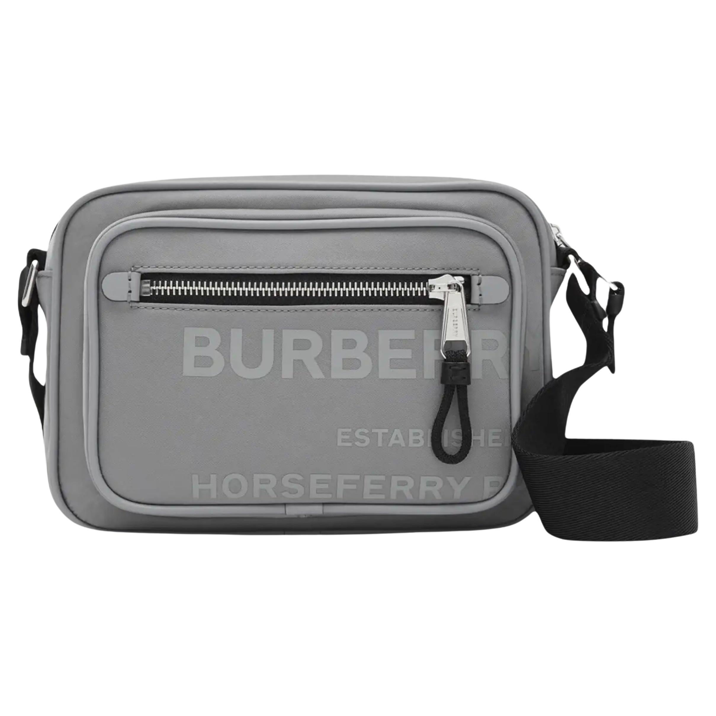 NEW Burberry Gray Horseferry Print Econyl Crossbody Bag
