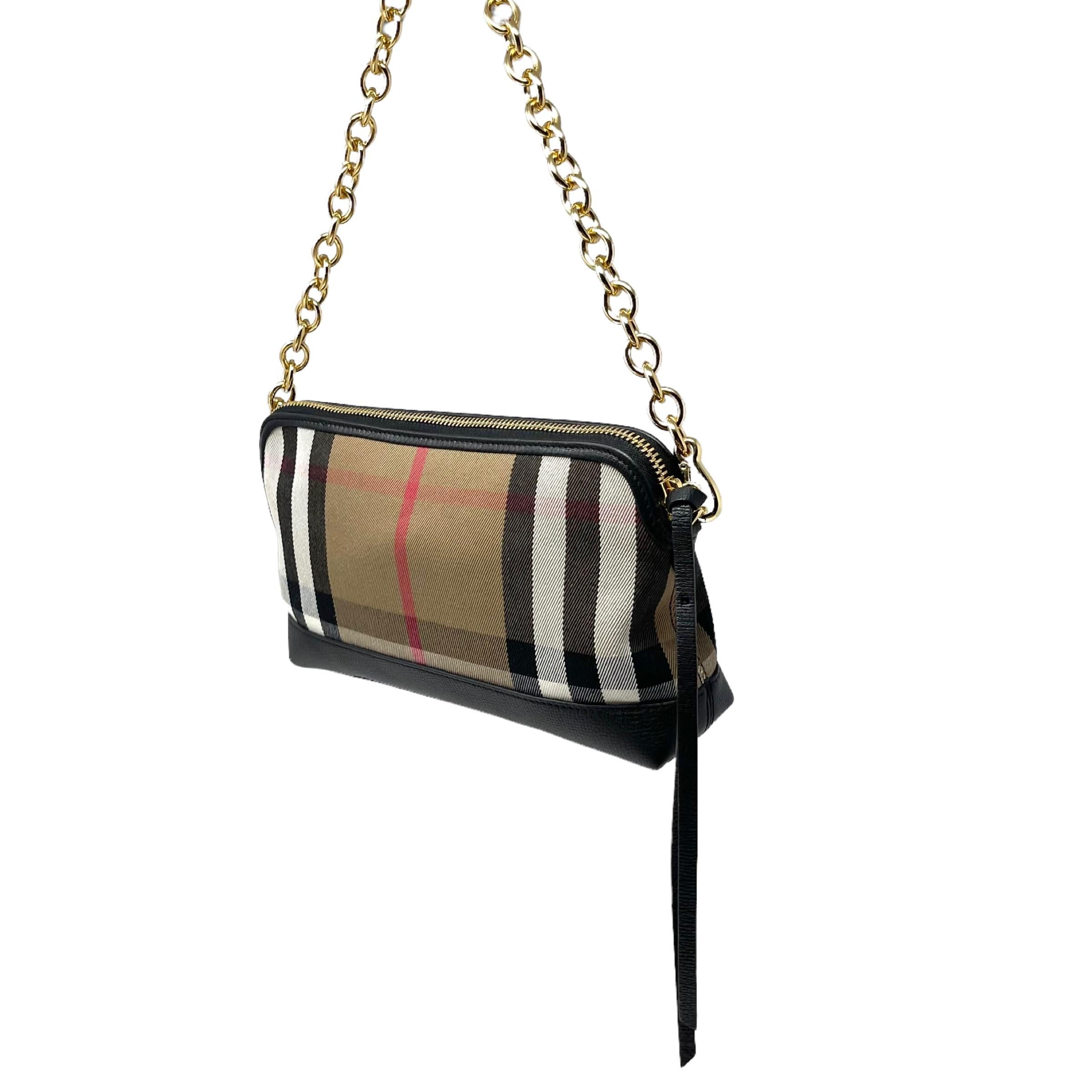 NEW Burberry Multicolor Small Abingdon House Check Canvas Clutch Shoulder Bag For Sale 5
