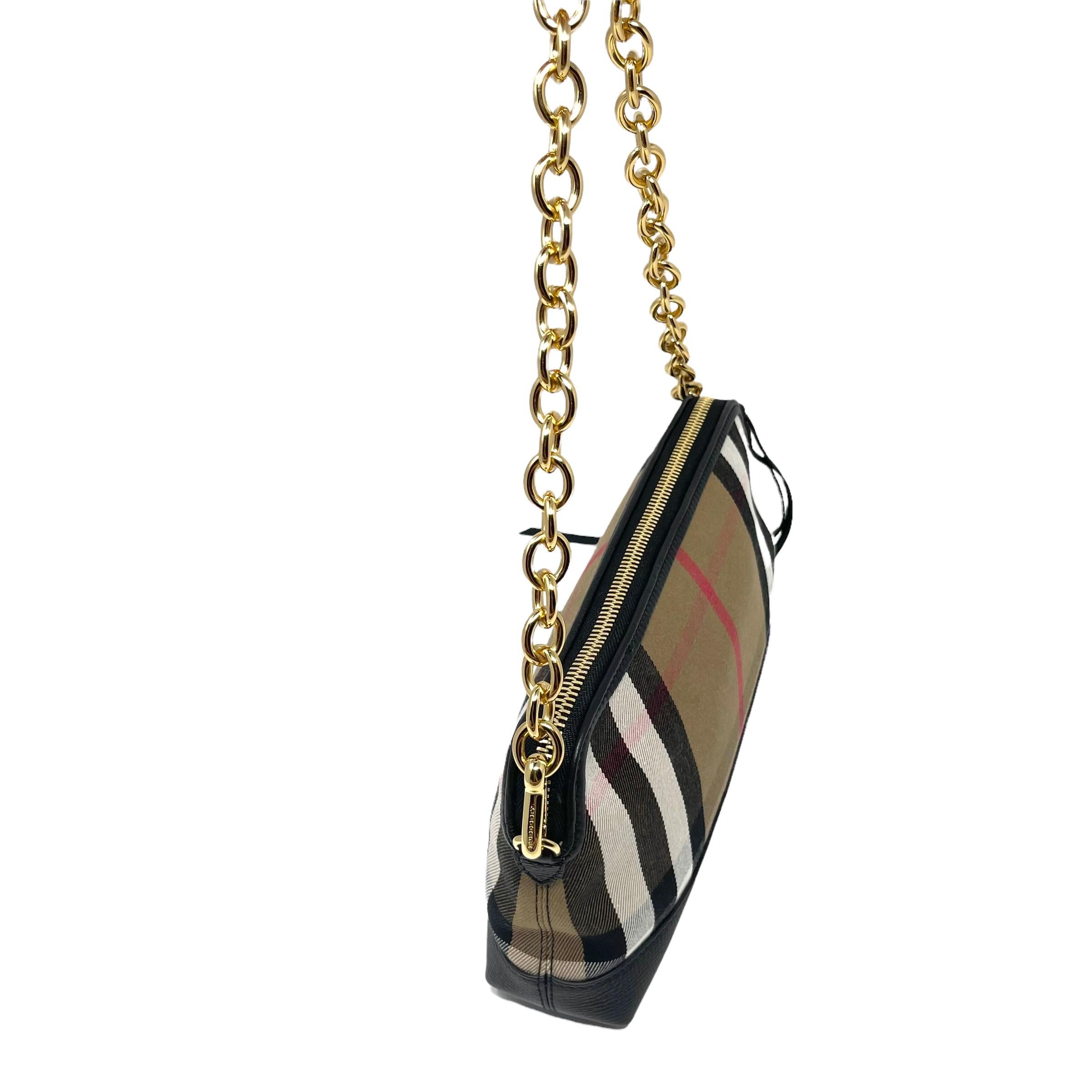 NEW Burberry Multicolor Small Abingdon House Check Canvas Clutch Shoulder Bag For Sale 7