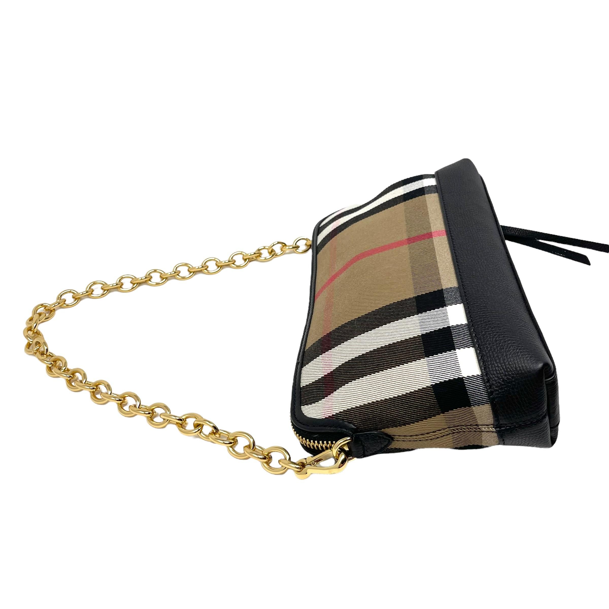 NEW Burberry Multicolor Small Abingdon House Check Canvas Clutch Shoulder Bag For Sale 8