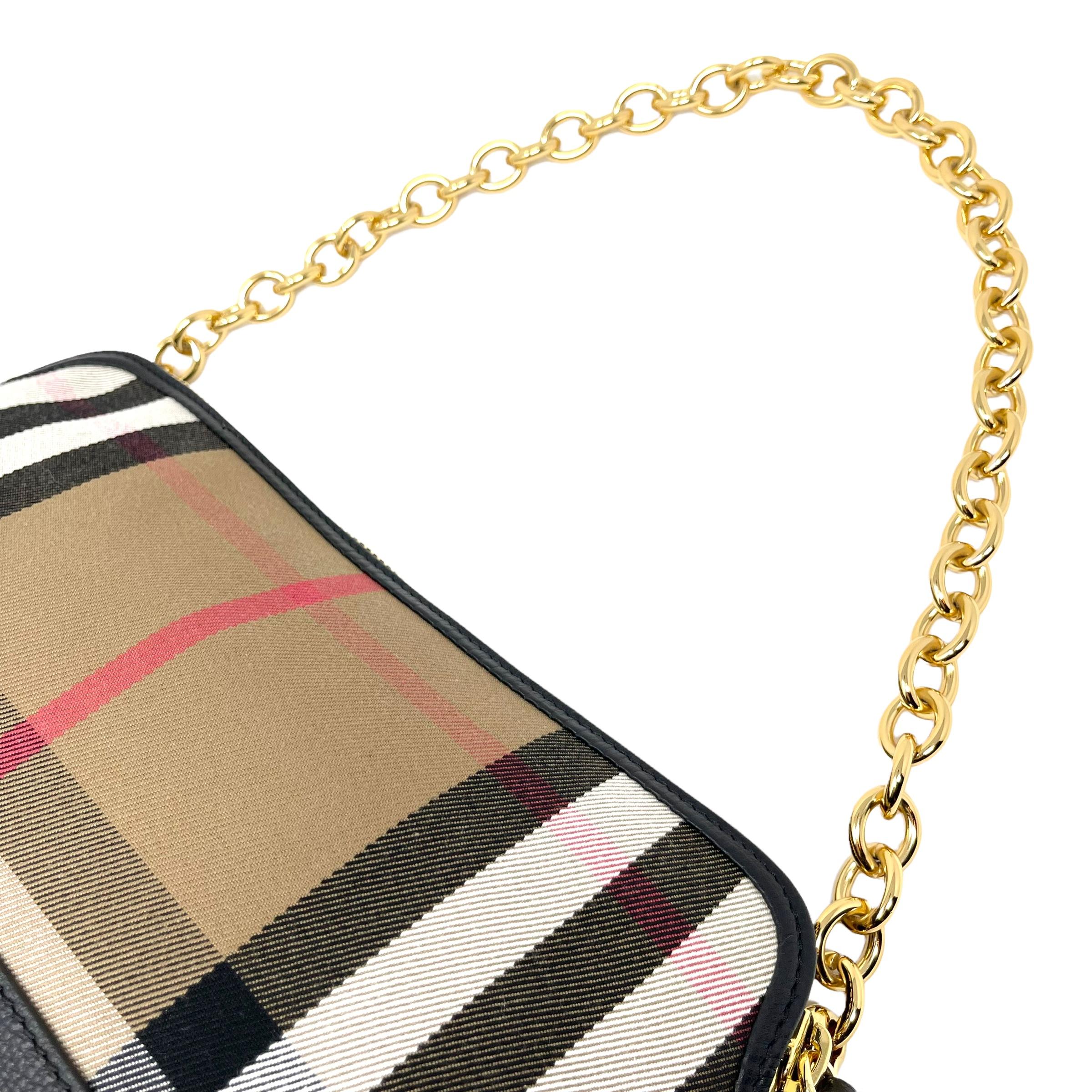 NEW Burberry Multicolor Small Abingdon House Check Canvas Clutch Shoulder Bag For Sale 11
