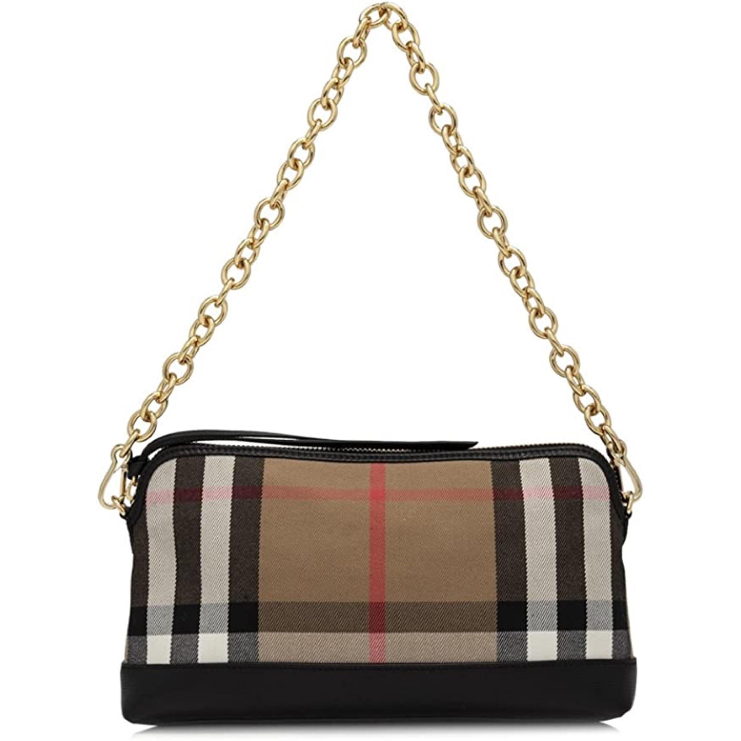 NEW Burberry Multicolor Small Abingdon House Check Canvas Clutch Shoulder Bag For Sale 3