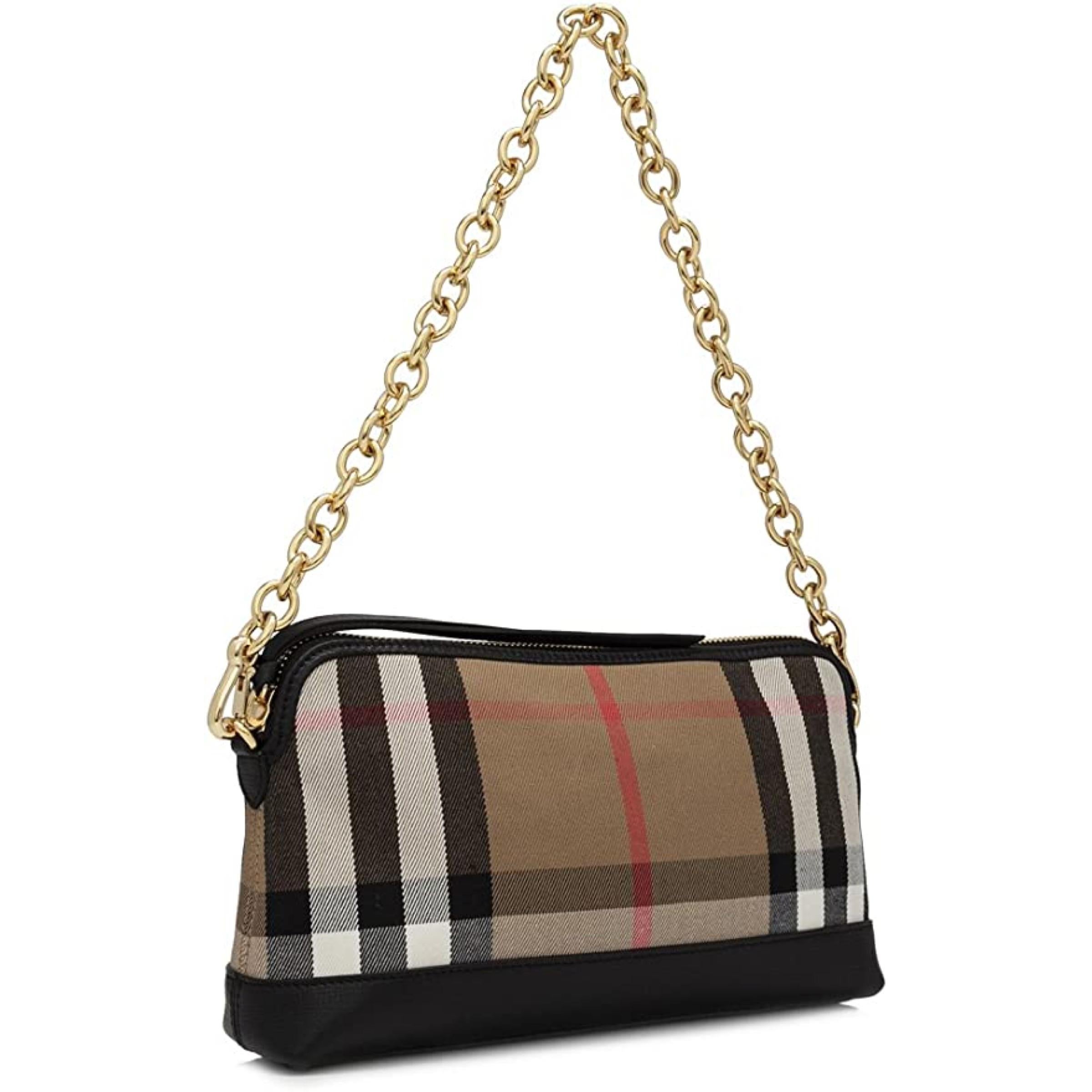 NEW Burberry Multicolor Small Abingdon House Check Canvas Clutch Shoulder Bag For Sale 4