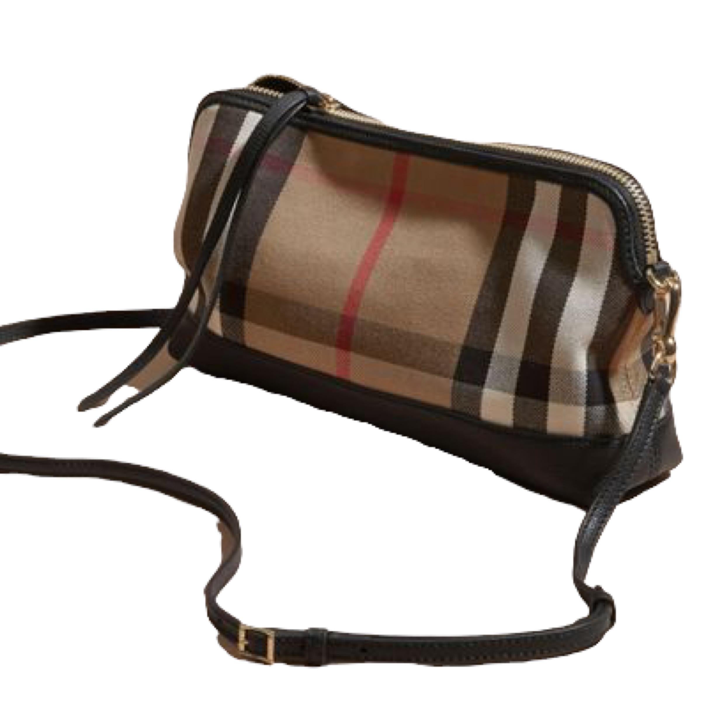 Women's NEW Burberry Multicolor Small Abingdon House Check Canvas Clutch Shoulder Bag For Sale