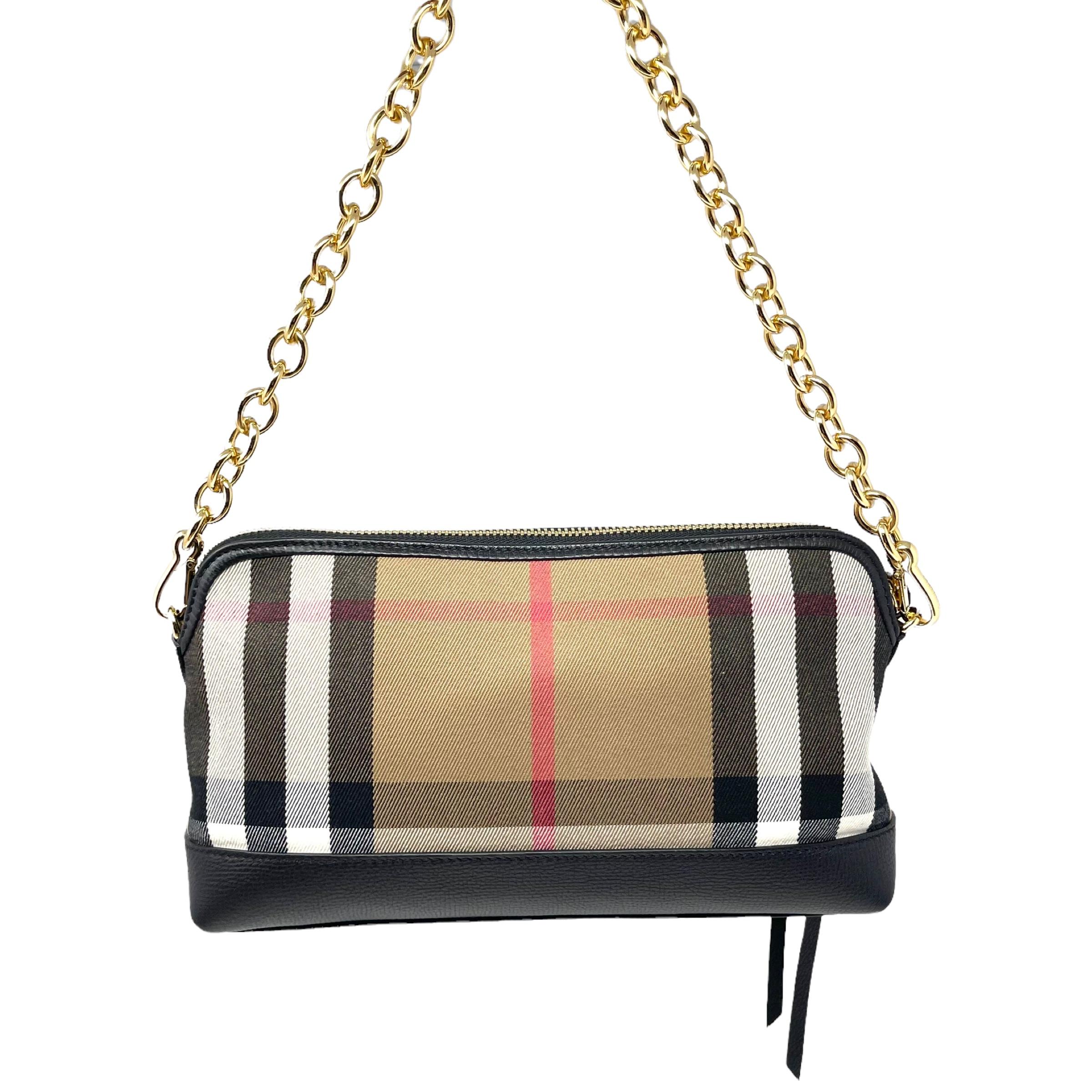 NEW Burberry Multicolor Small Abingdon House Check Canvas Clutch Shoulder Bag For Sale 2