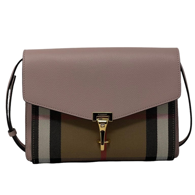 Burberry Pink House Check Canvas and Leather Macken Crossbody Bag