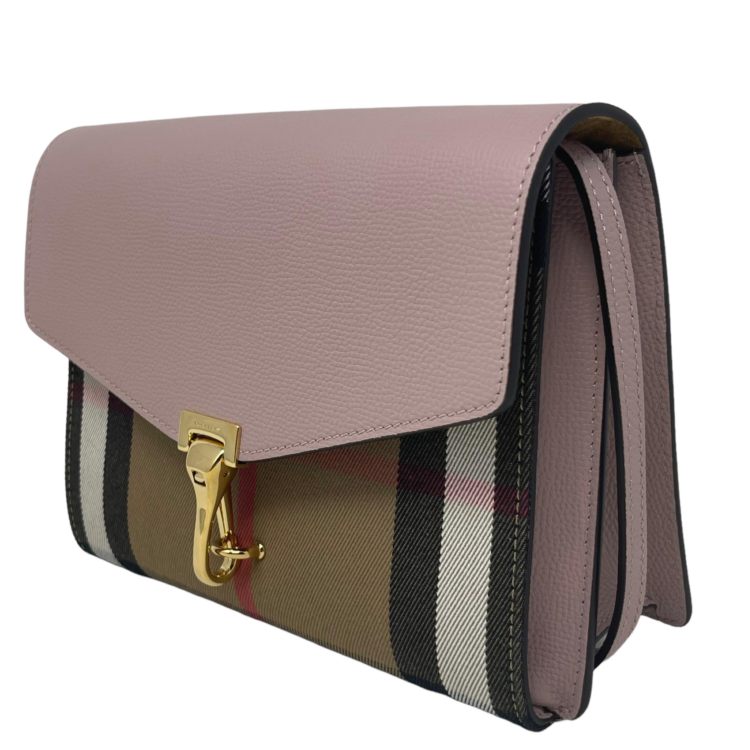 NEU Burberry Rosa Derby House Karo Leder Crossbody Tasche (Grau) im Angebot