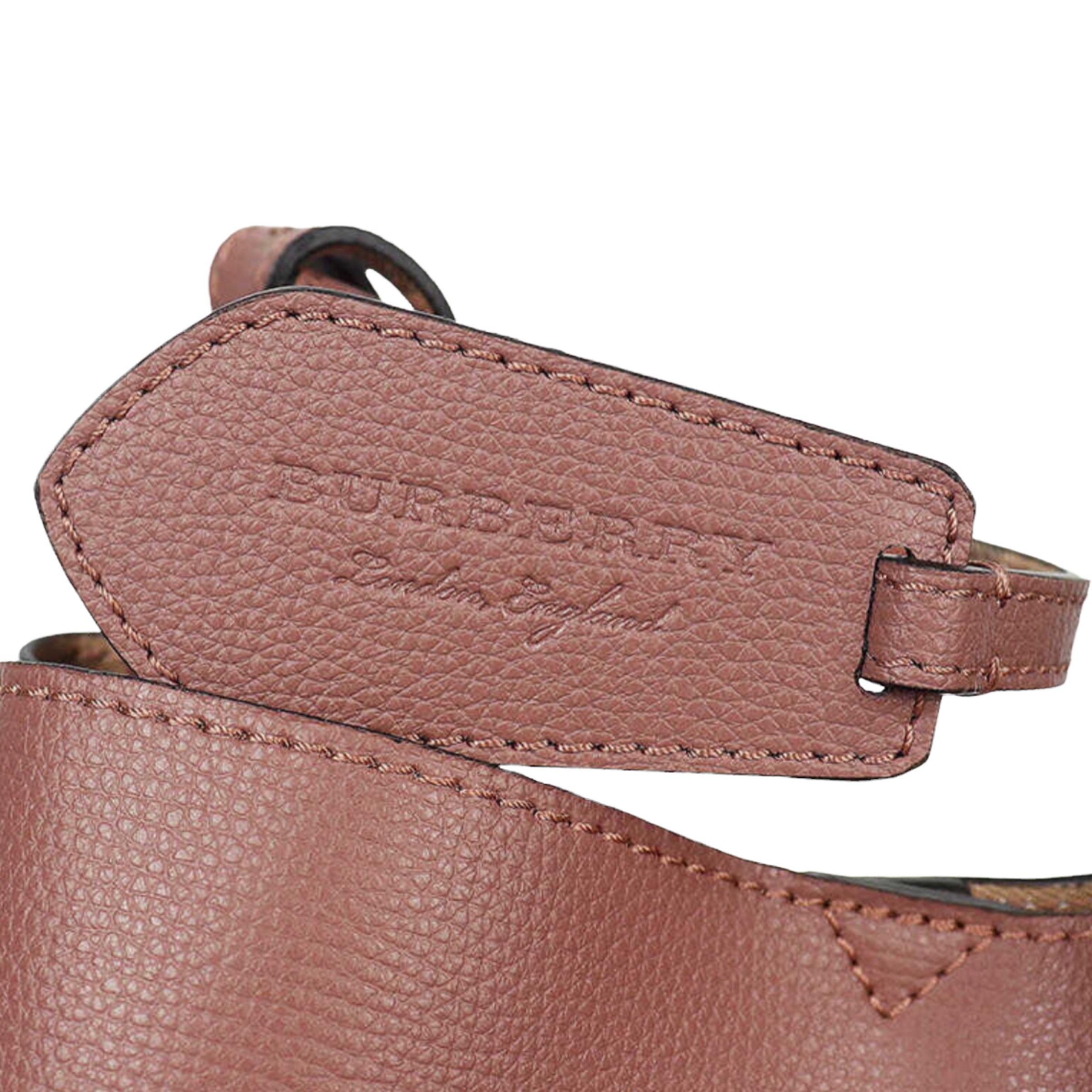 NEW Burberry Pink Haymarket Lone Small Leather Crossbody Bucket Bag 5