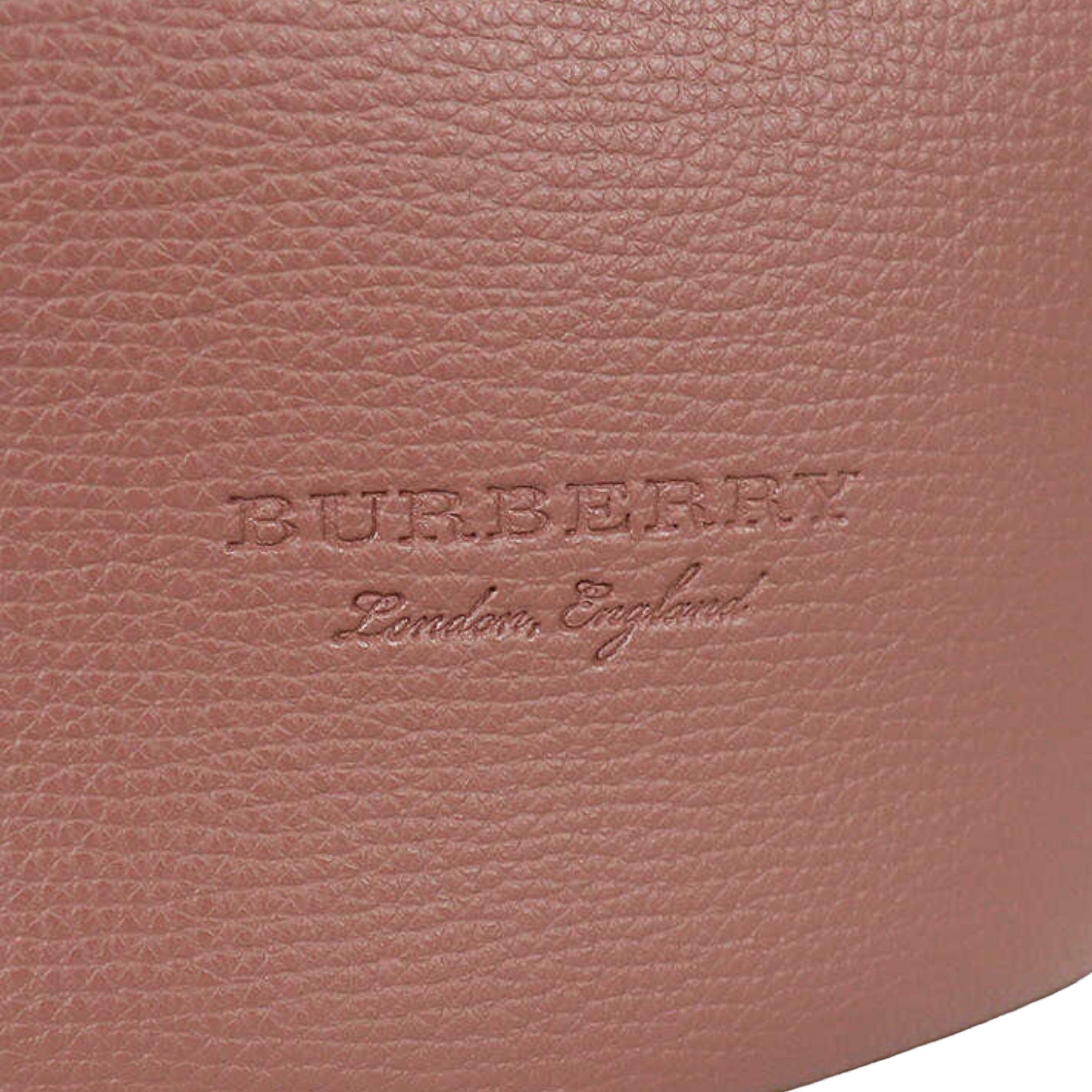 NEW Burberry Pink Haymarket Lone Small Leather Crossbody Bucket Bag 6
