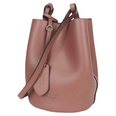 NEW Burberry Pink Haymarket Lone Small Leather Crossbody Bucket Bag