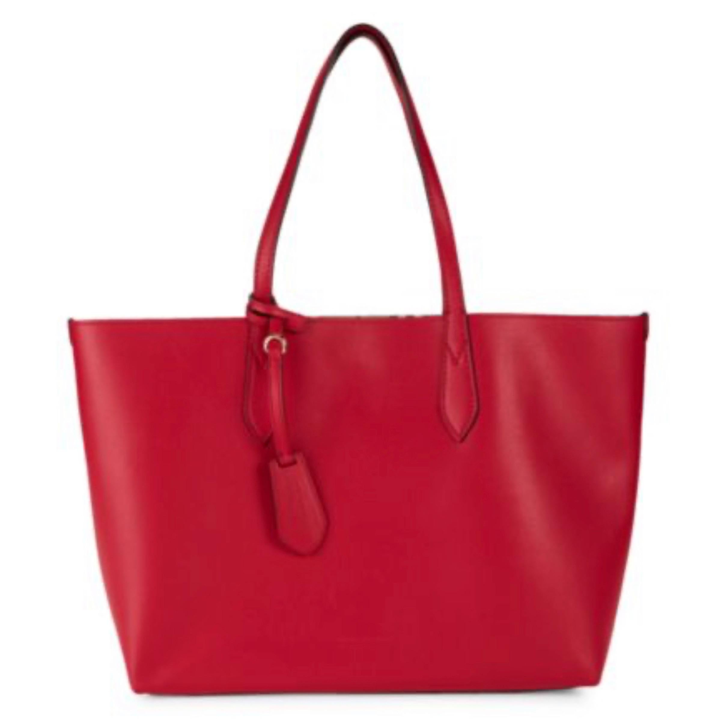 NEW Burberry Red Haymarket Check Reversible Leather Tote Shoulder Bag For Sale 6