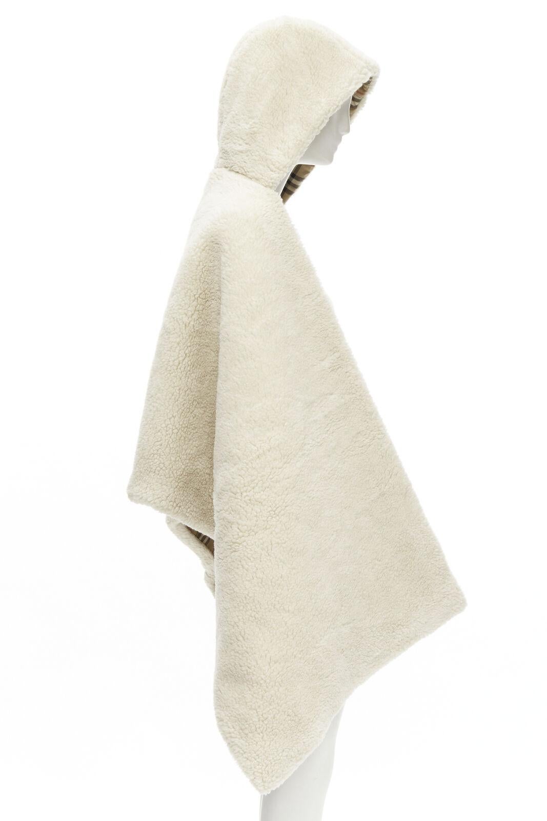 Women's new BURBERRY RICCARDO TISCI Check flannel fleece hooded padded stole shawl