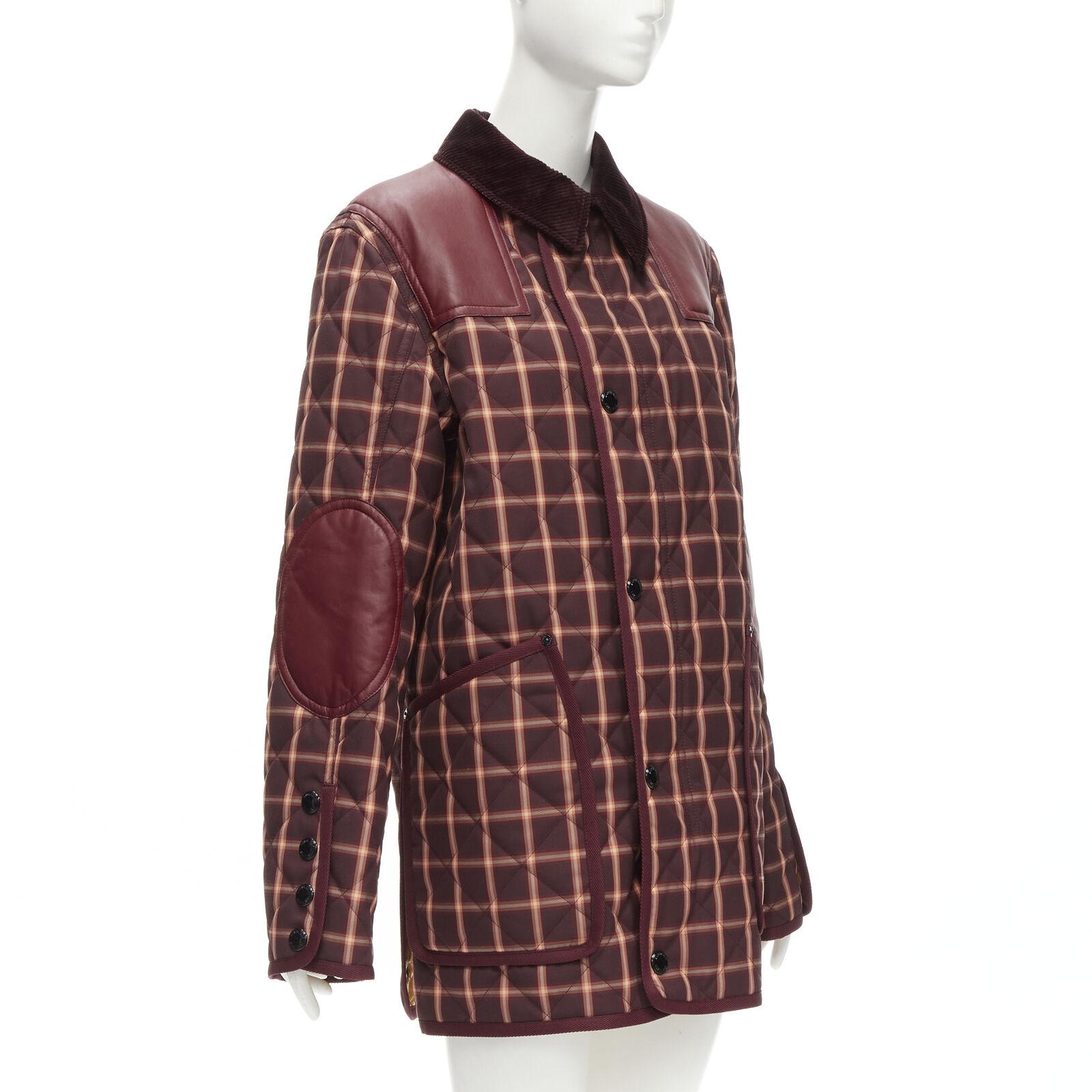 Black new BURBERRY RICCARDO TISCI Reversible Burgundy Check leather patch jacket XS For Sale