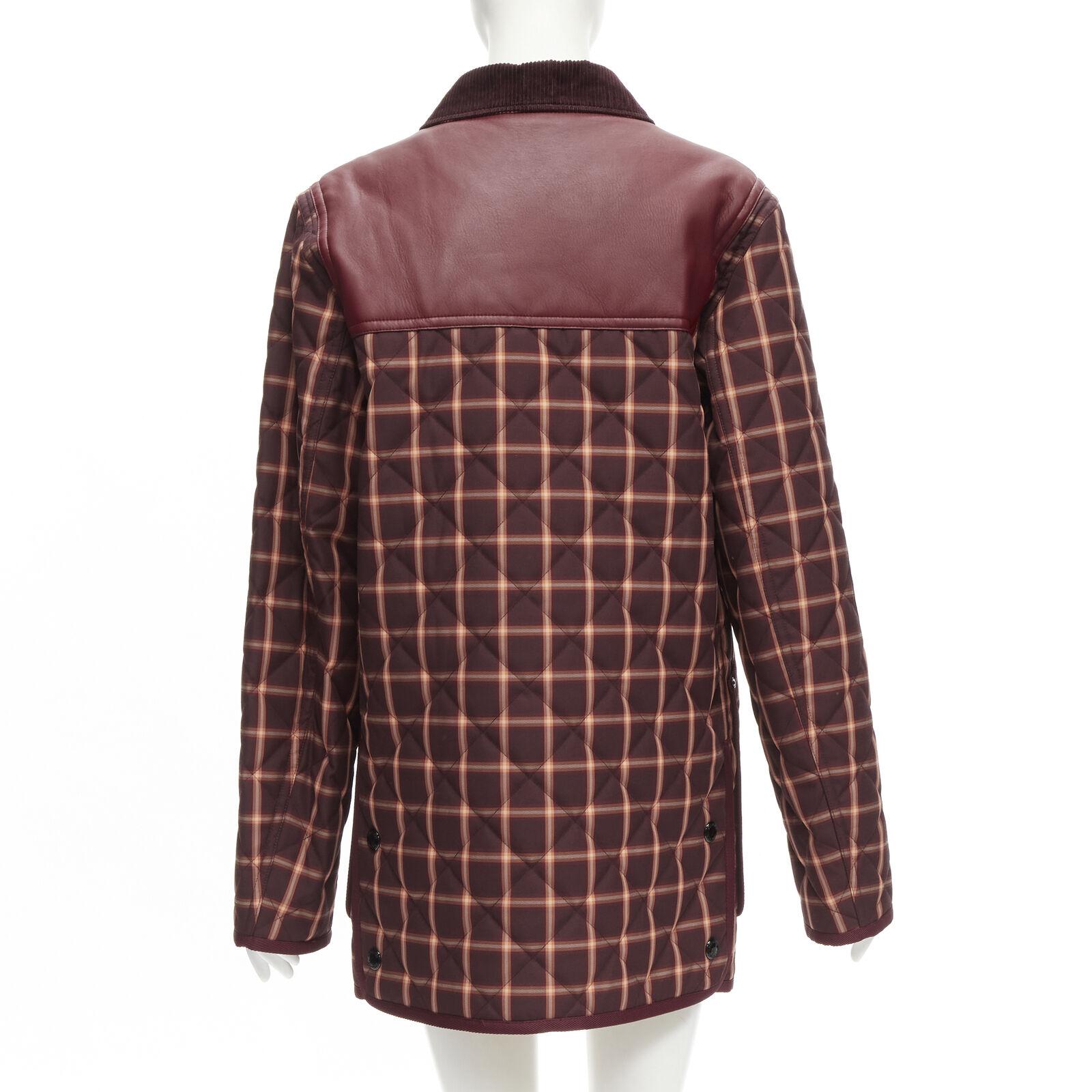 Men's new BURBERRY RICCARDO TISCI Reversible Burgundy Check leather patch jacket XS For Sale