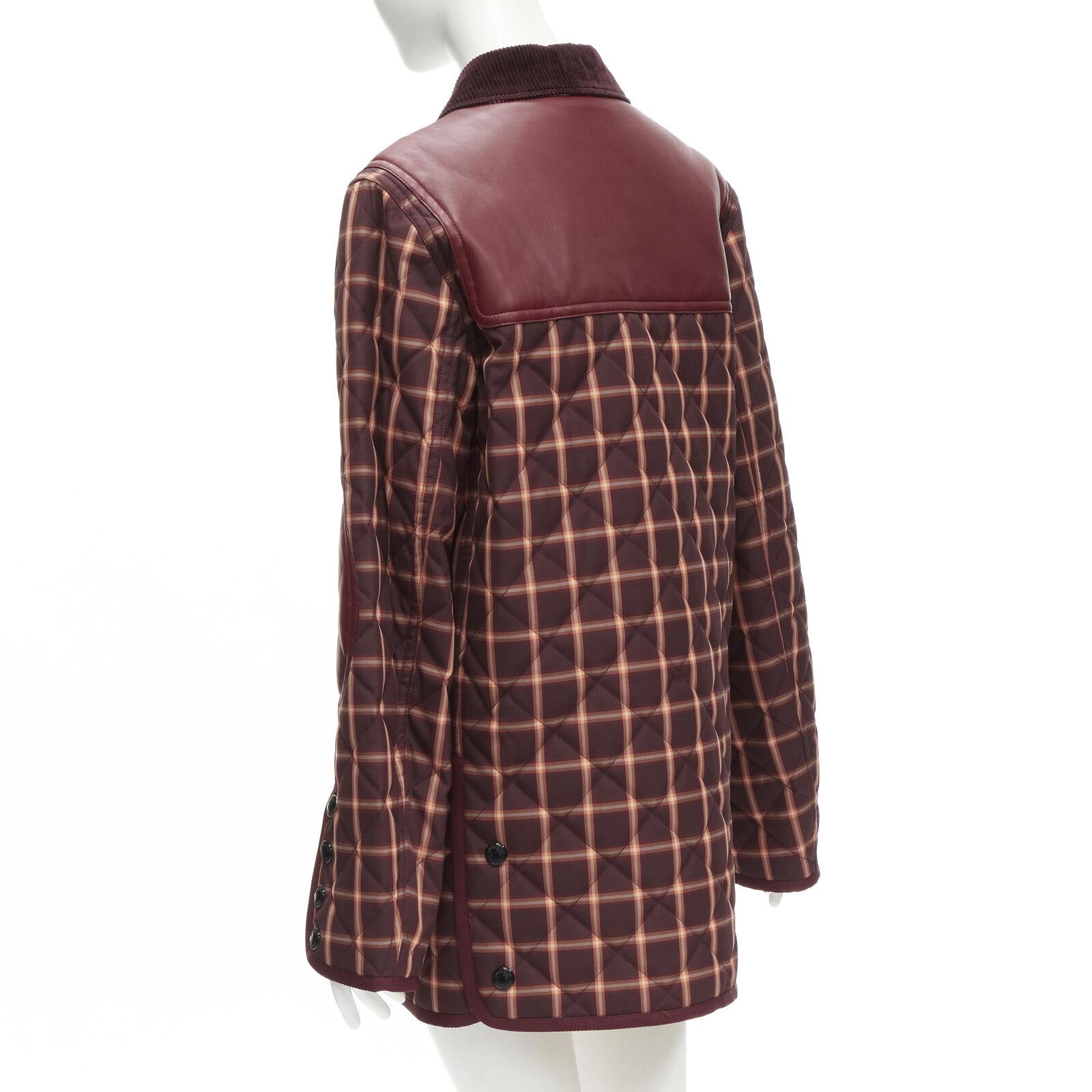 new BURBERRY RICCARDO TISCI Reversible Burgundy Check leather patch jacket XS For Sale 1