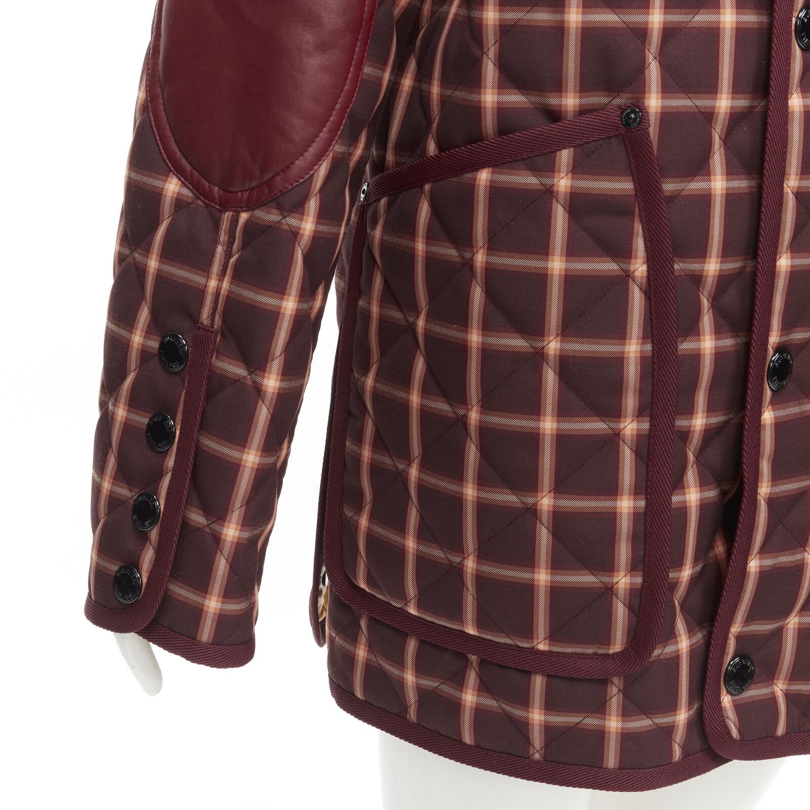 new BURBERRY RICCARDO TISCI Reversible Burgundy Check leather patch jacket XS For Sale 3