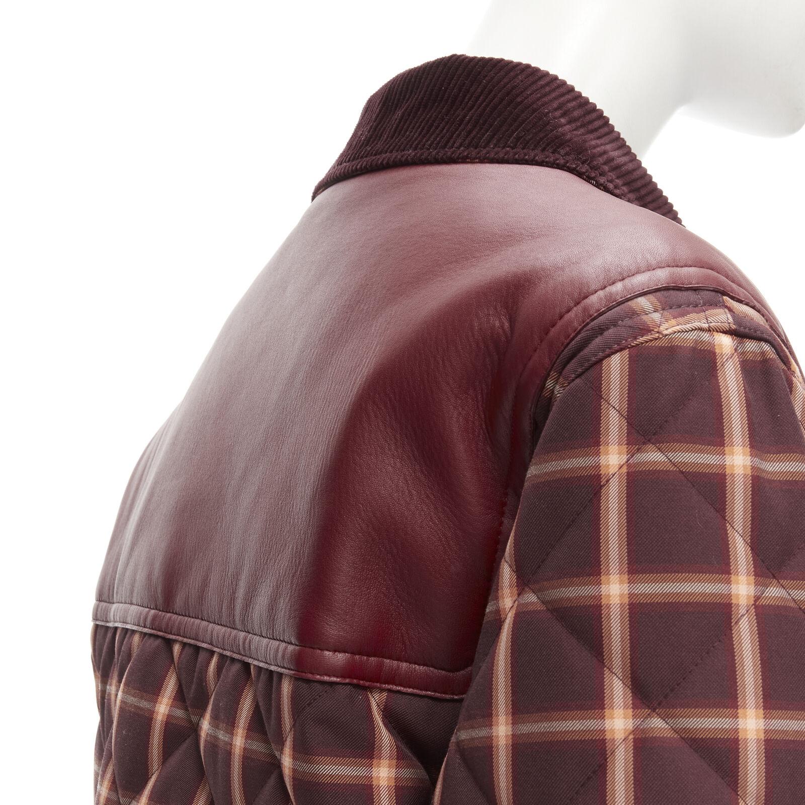 new BURBERRY RICCARDO TISCI Reversible Burgundy Check leather patch jacket XS For Sale 4
