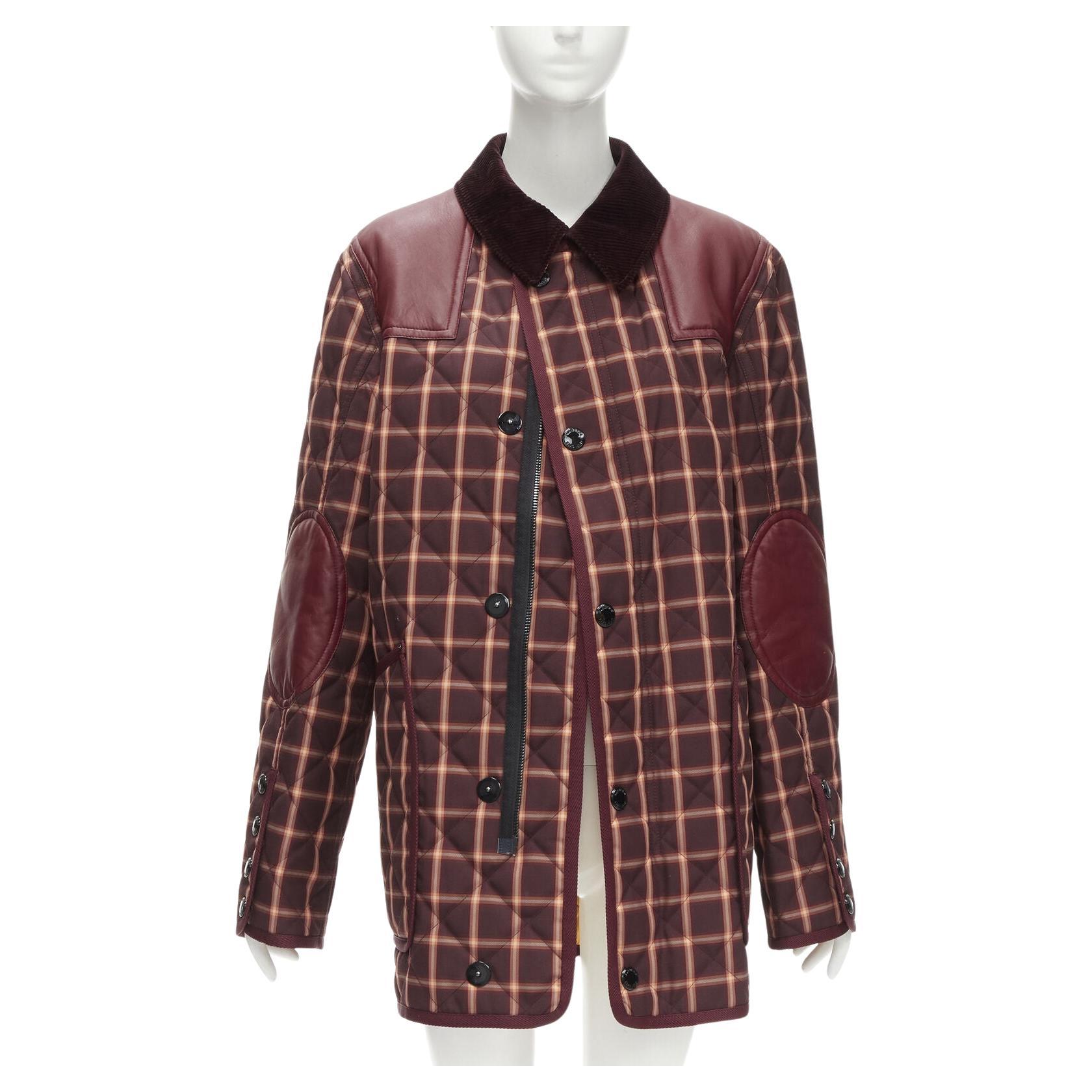 new BURBERRY RICCARDO TISCI Reversible Burgundy Check leather patch jacket XS For Sale