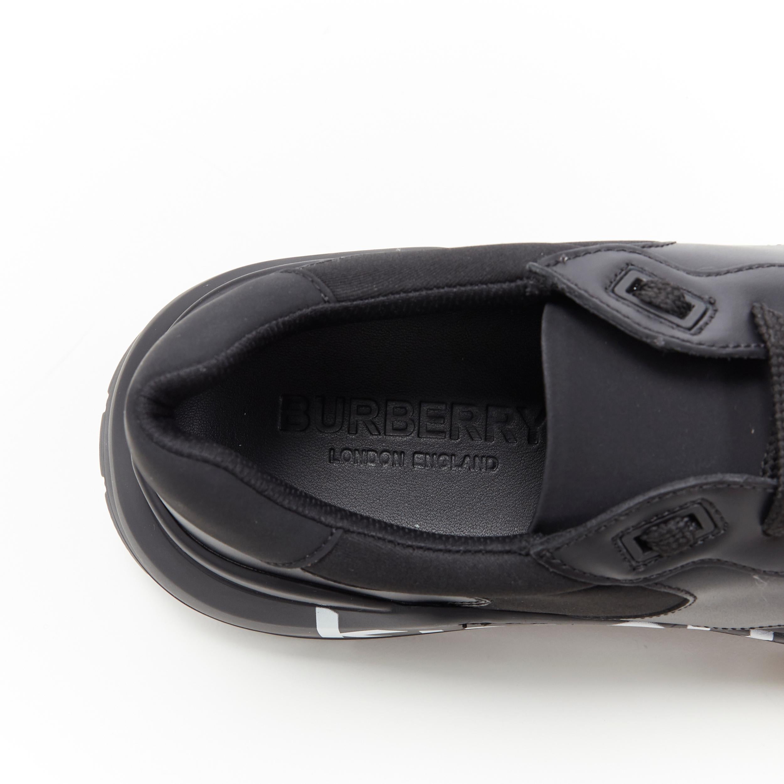 new BURBERRY TISCI Ramsey KINGDOM black leather low top chunky sneakers EU43 3