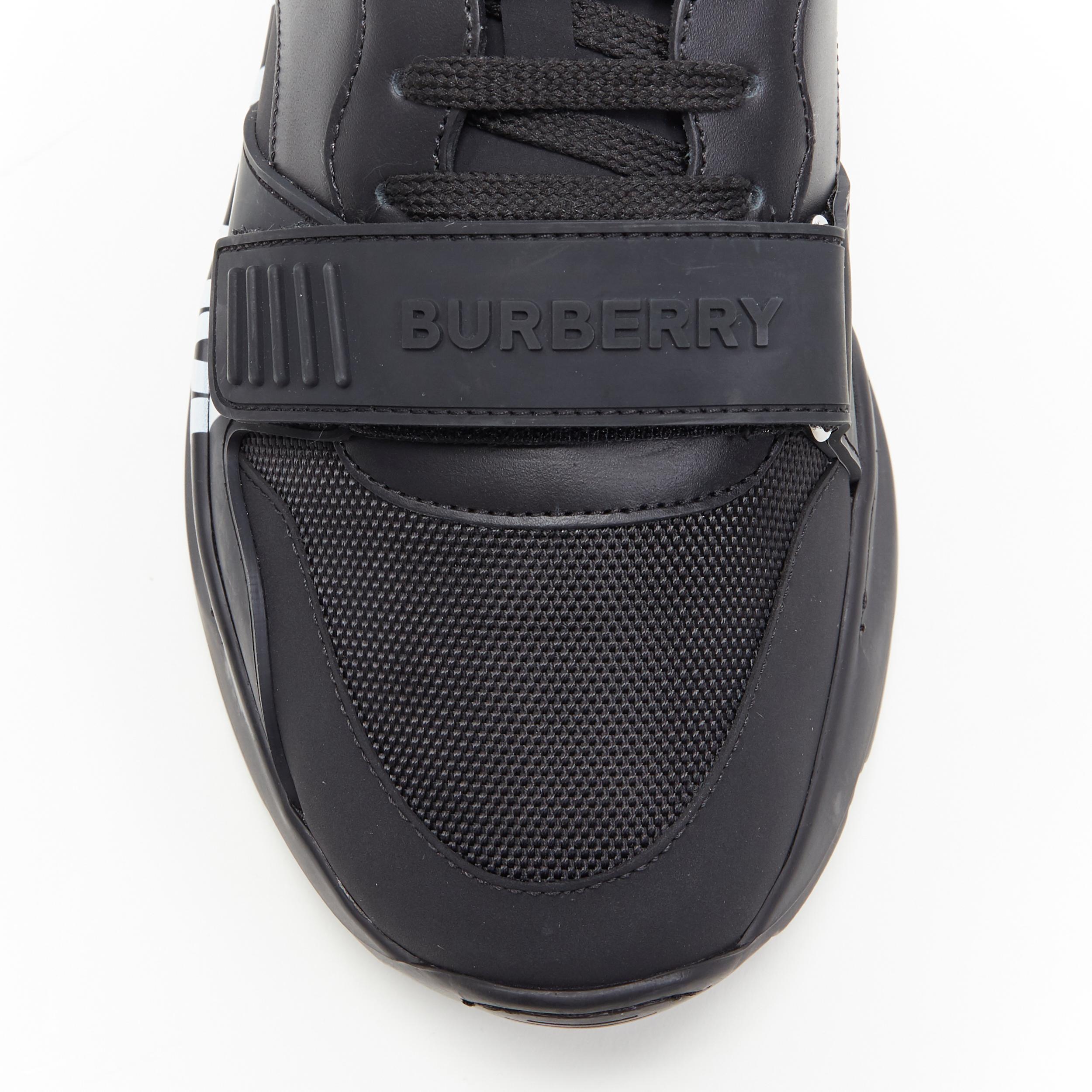 new BURBERRY TISCI Ramsey KINGDOM black leather low top chunky sneakers EU43 In New Condition In Hong Kong, NT