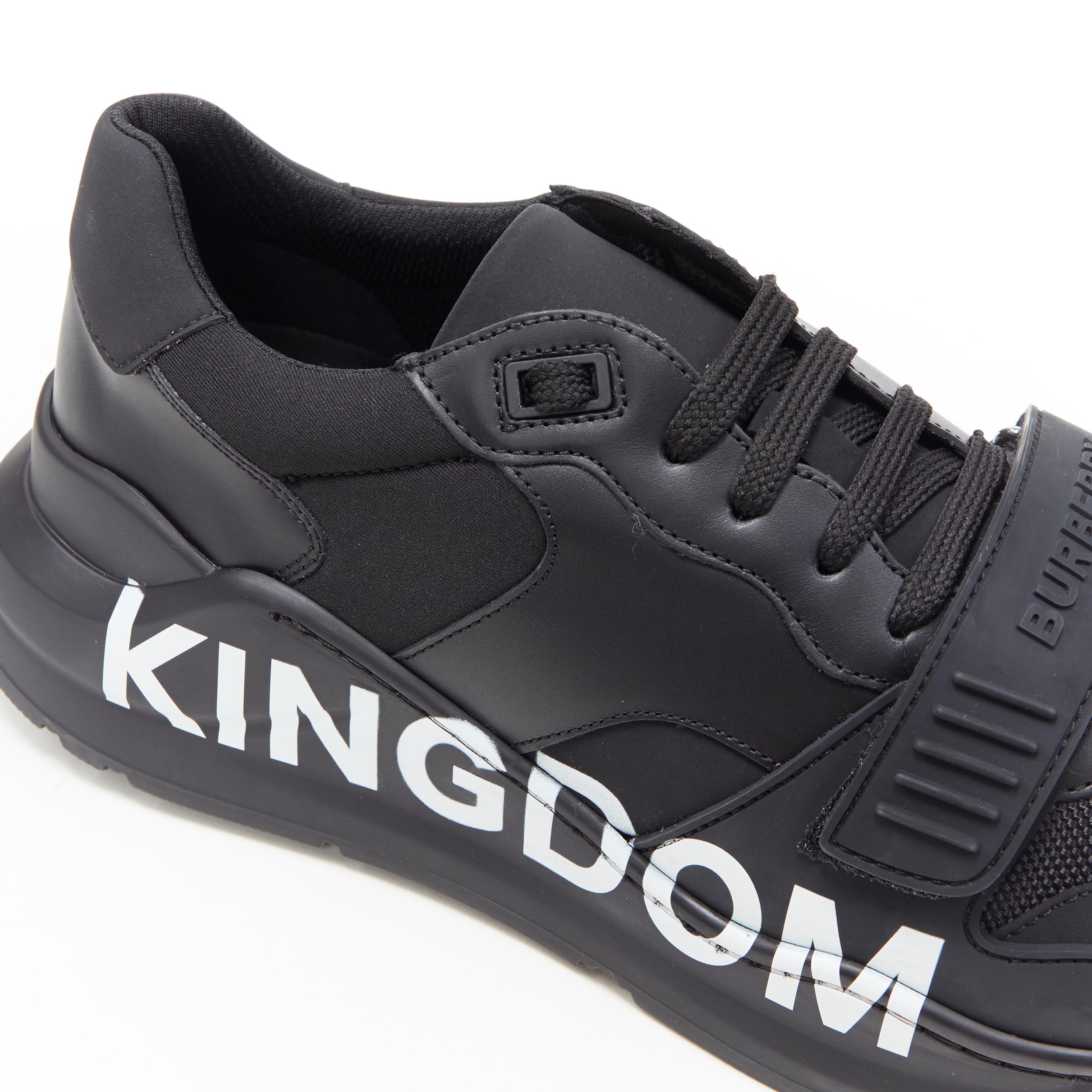 Men's new BURBERRY TISCI Ramsey KINGDOM black leather low top chunky sneakers EU43