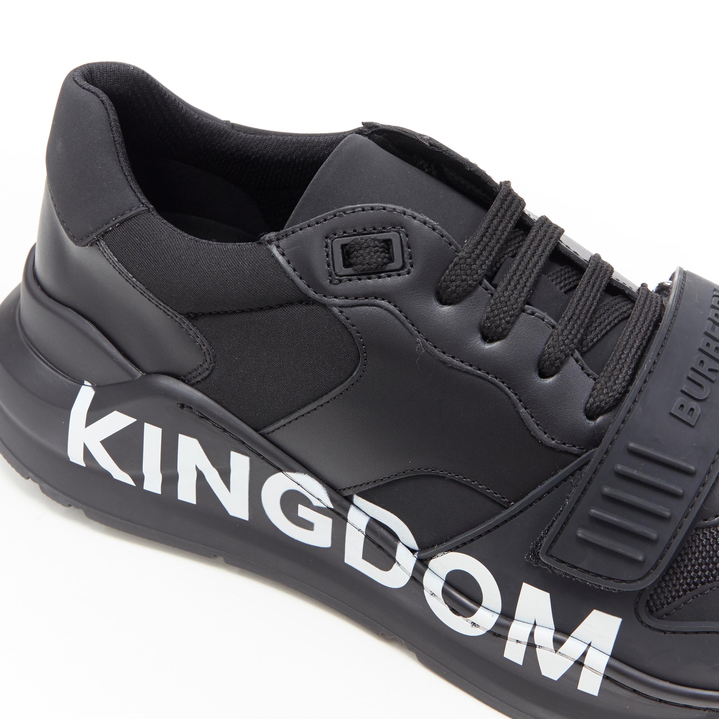 nuevo BURBERRY TISCI Ramsey KINGDOM cuero negro low top chunky sneakers EU43 3